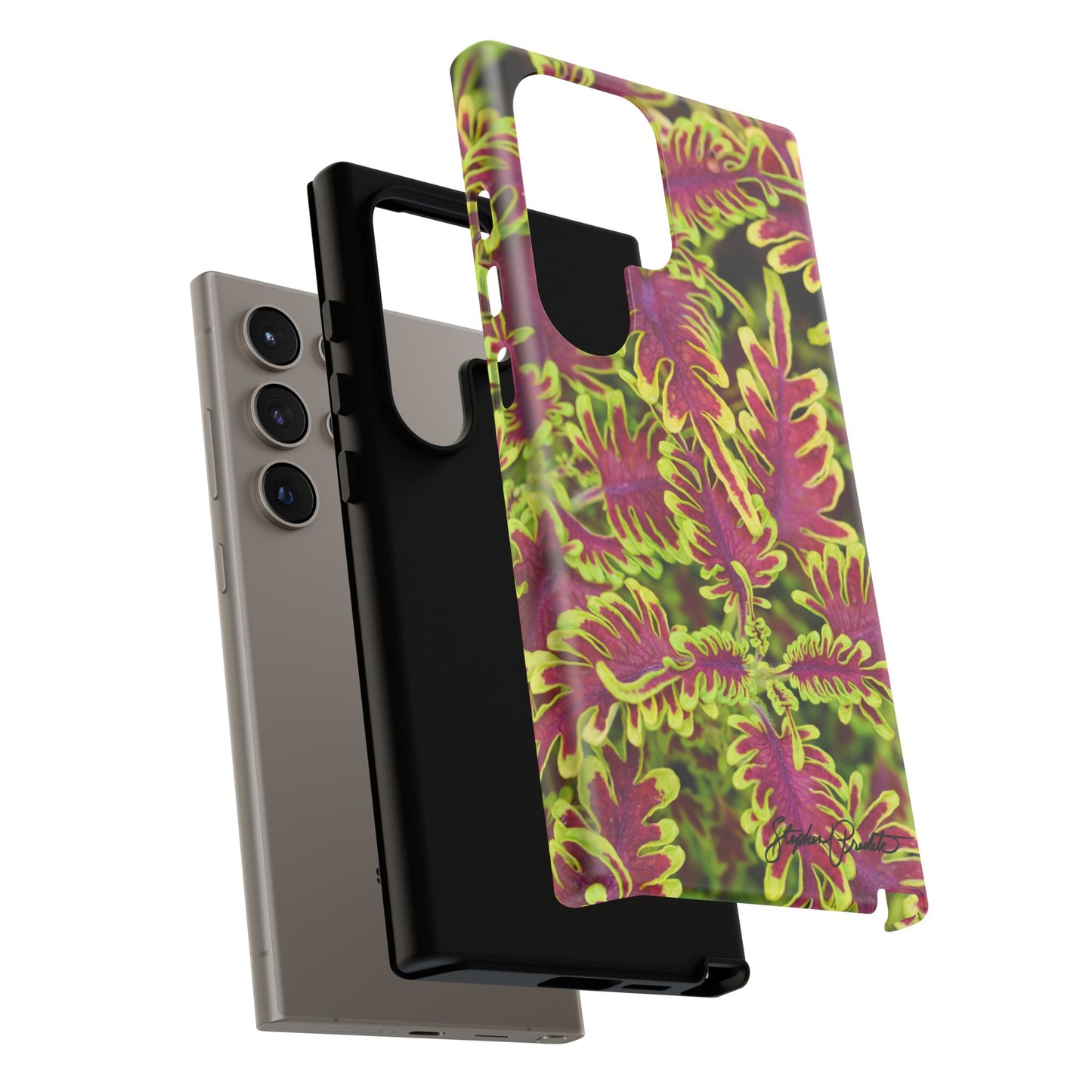Phone Tough Case — Vibrant Variegated Botanical Design with Coleus Leaves