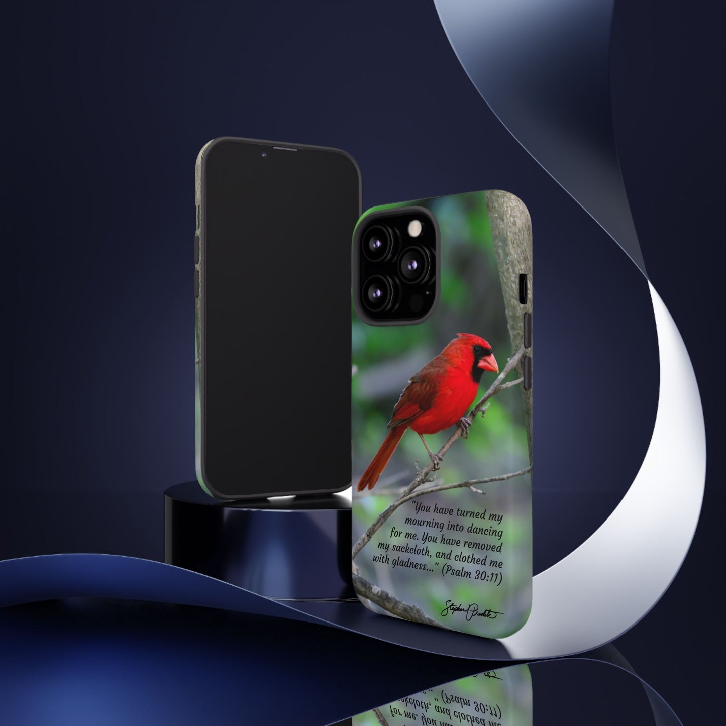Phone Tough Case - Northern Cardinal 2 with Verse Psalm 30:11