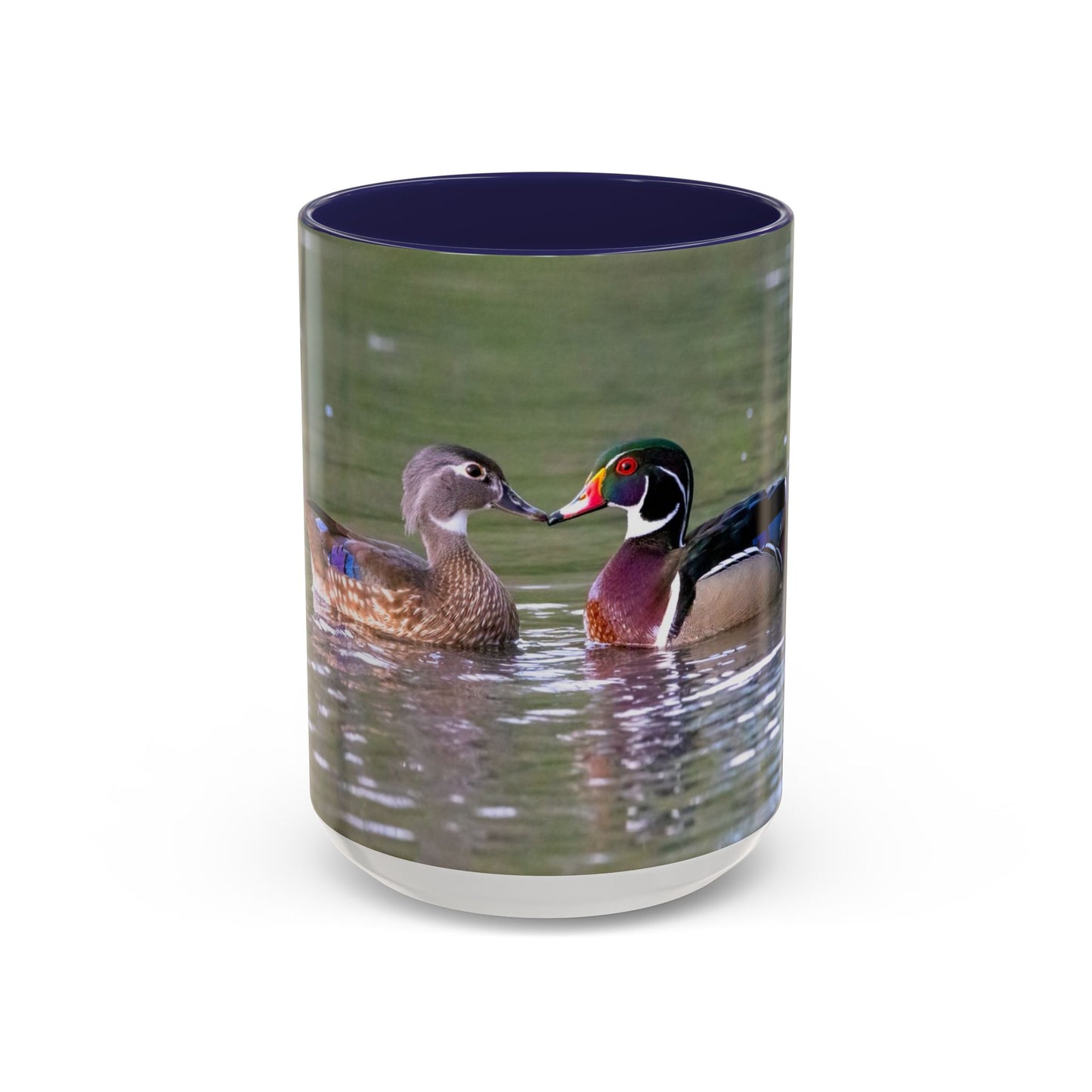 Accent Coffee Mug (11oz, 15oz) -- Wood Ducks Kissing