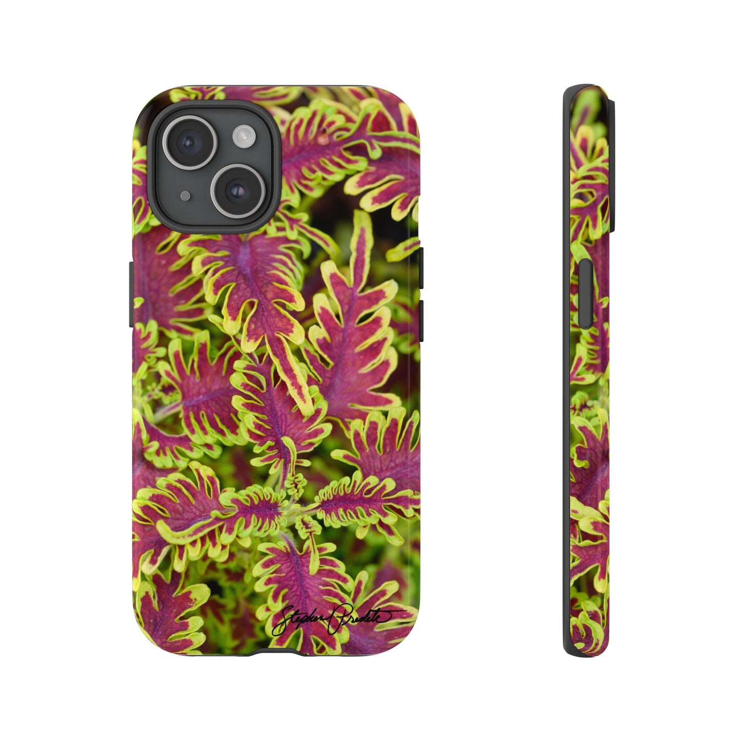 Phone Tough Case — Vibrant Variegated Botanical Design with Coleus Leaves