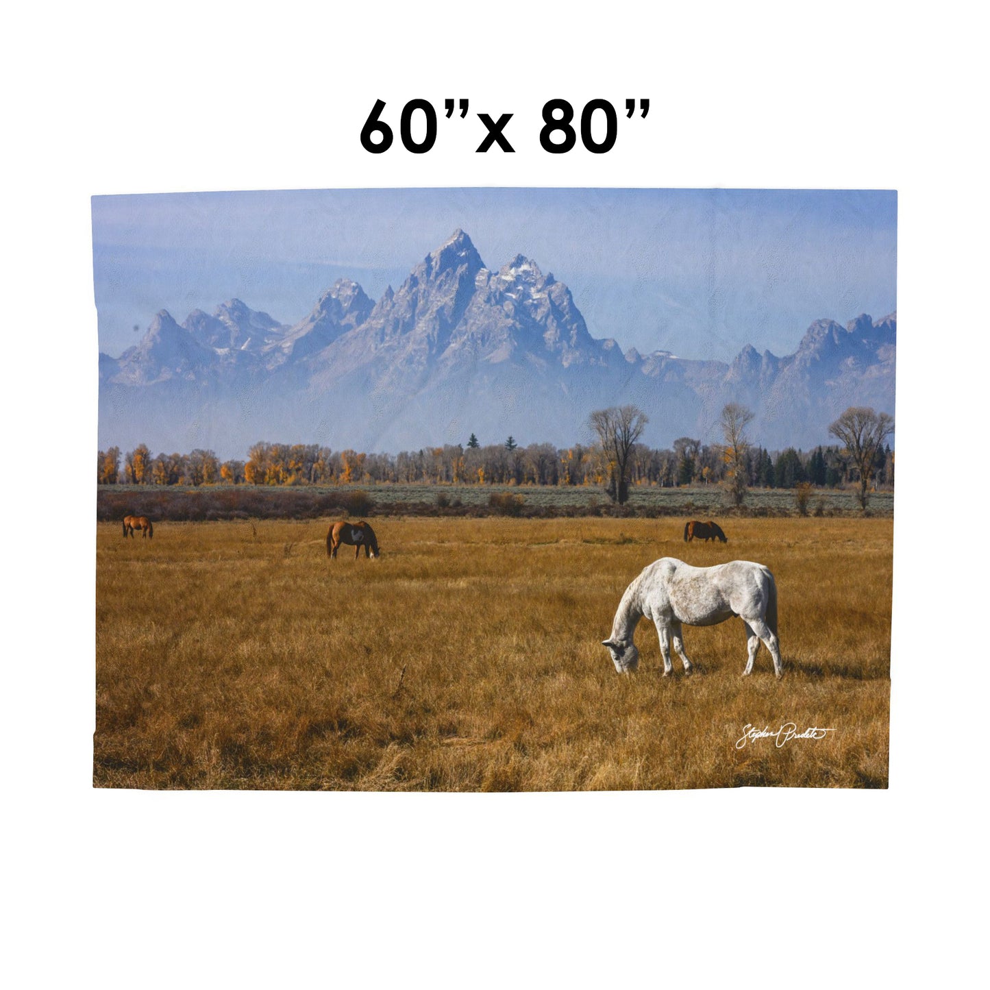 Blankets: Velveteen Plush Blanket — Grand Teton Horses Scenic Throw