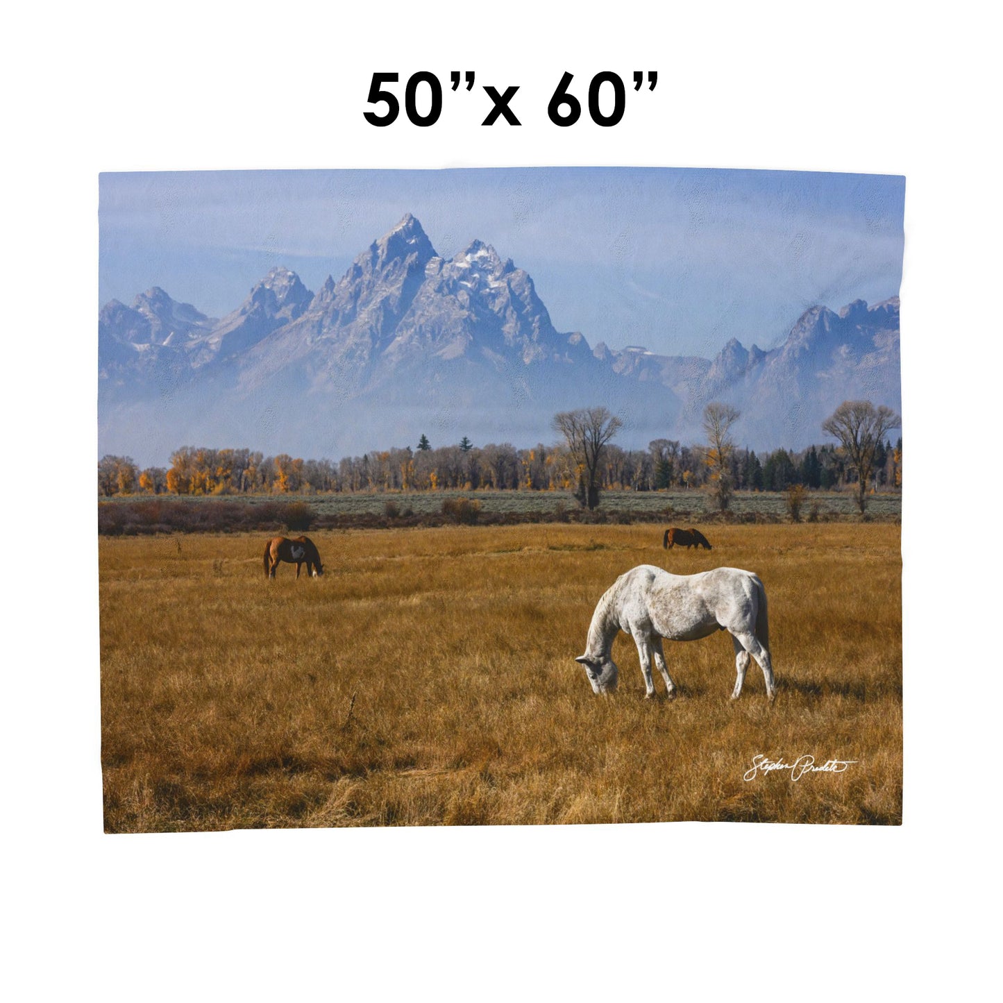 Blankets: Velveteen Plush Blanket — Grand Teton Horses Scenic Throw