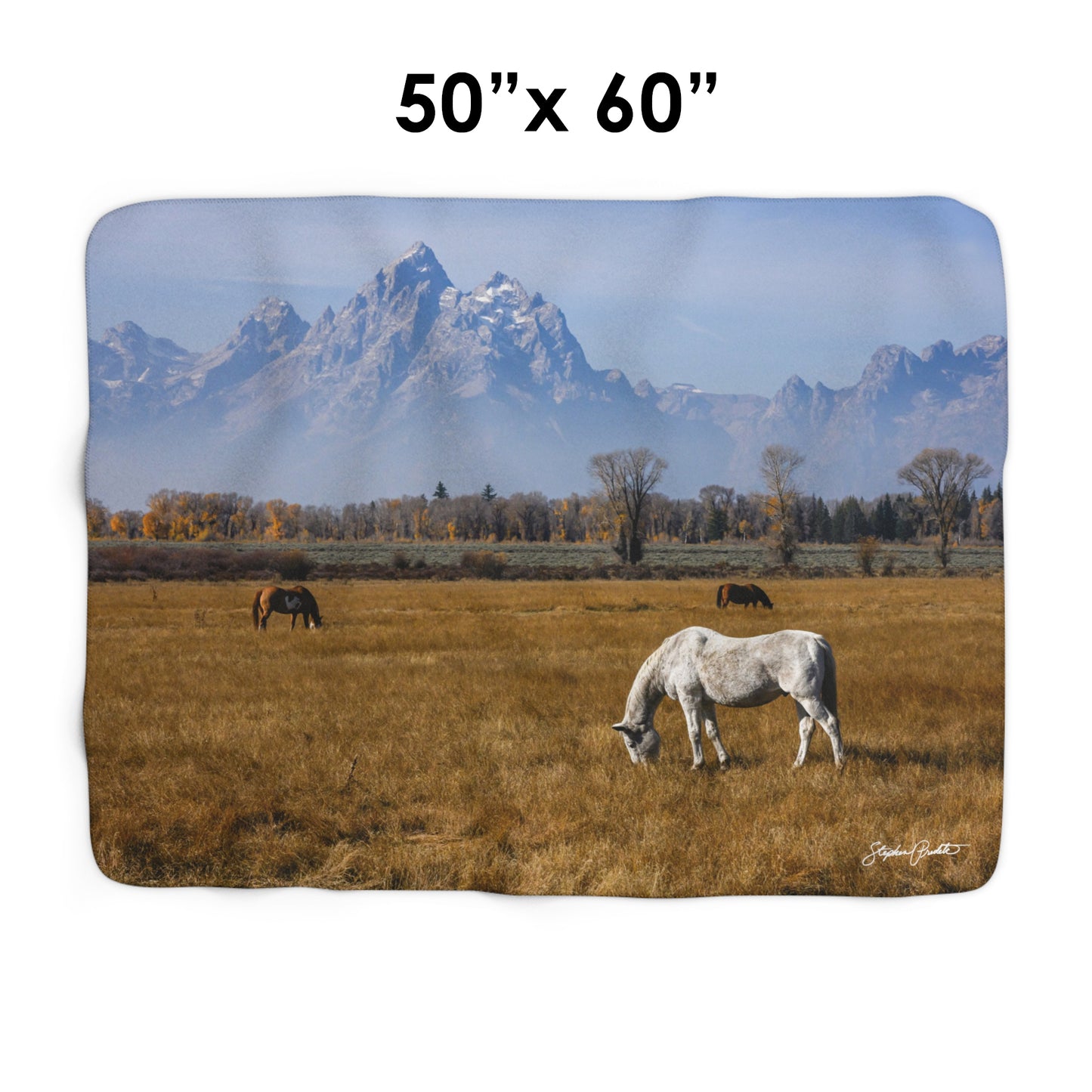 Blankets: Sherpa Fleece Blanket -- Foldable Fine Art -- Grand Teton Horses