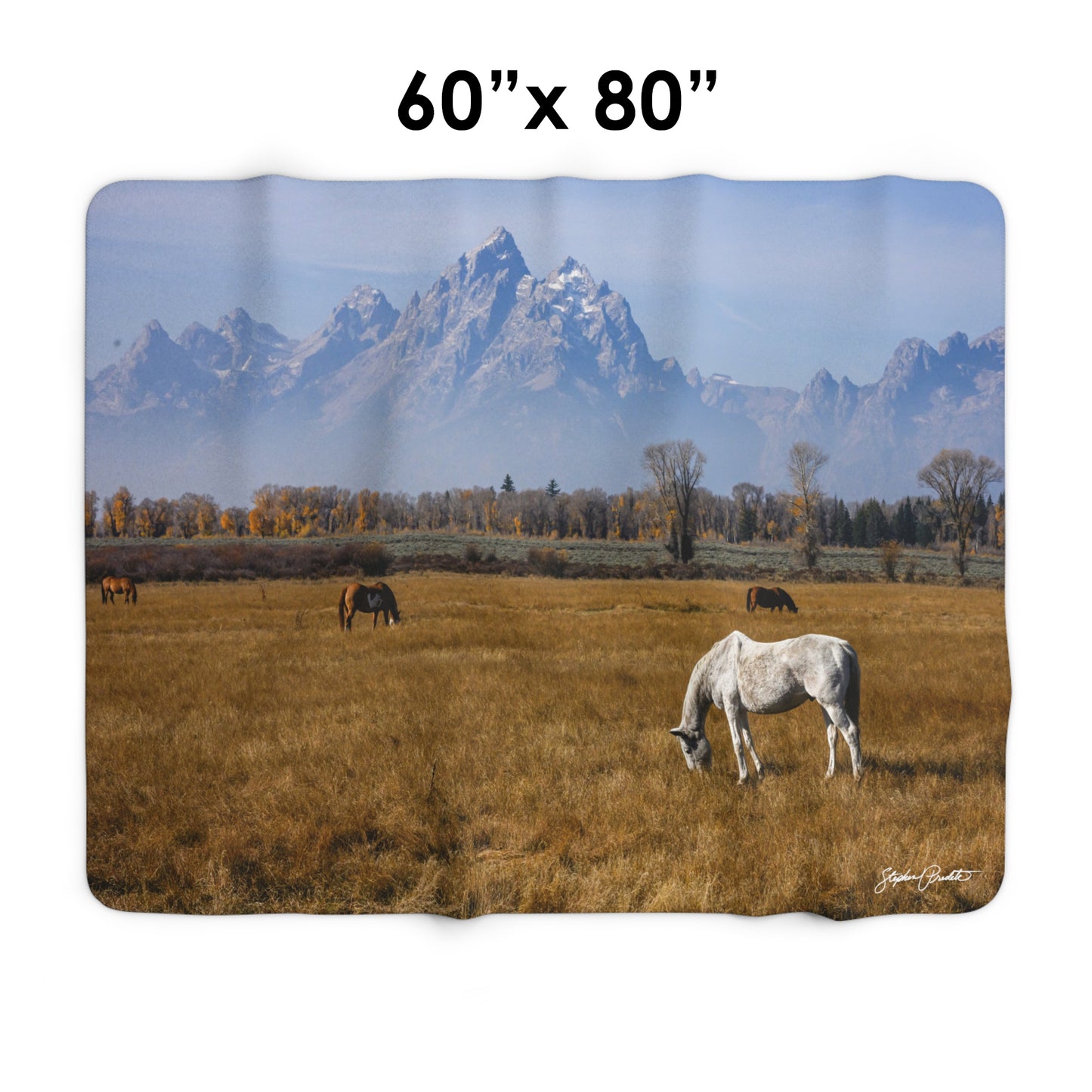 Blankets: Sherpa Fleece Blanket -- Foldable Fine Art -- Grand Teton Horses