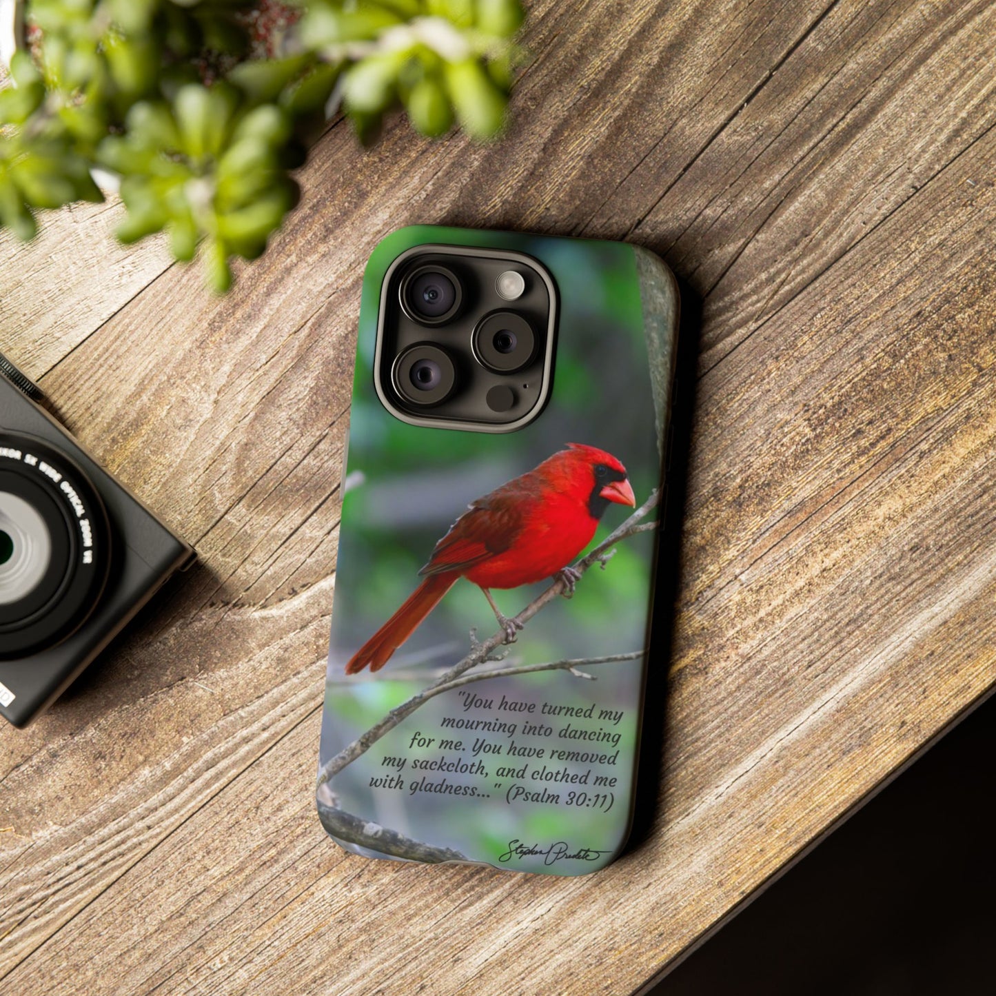 Phone Tough Case - Northern Cardinal 2 with Verse Psalm 30:11
