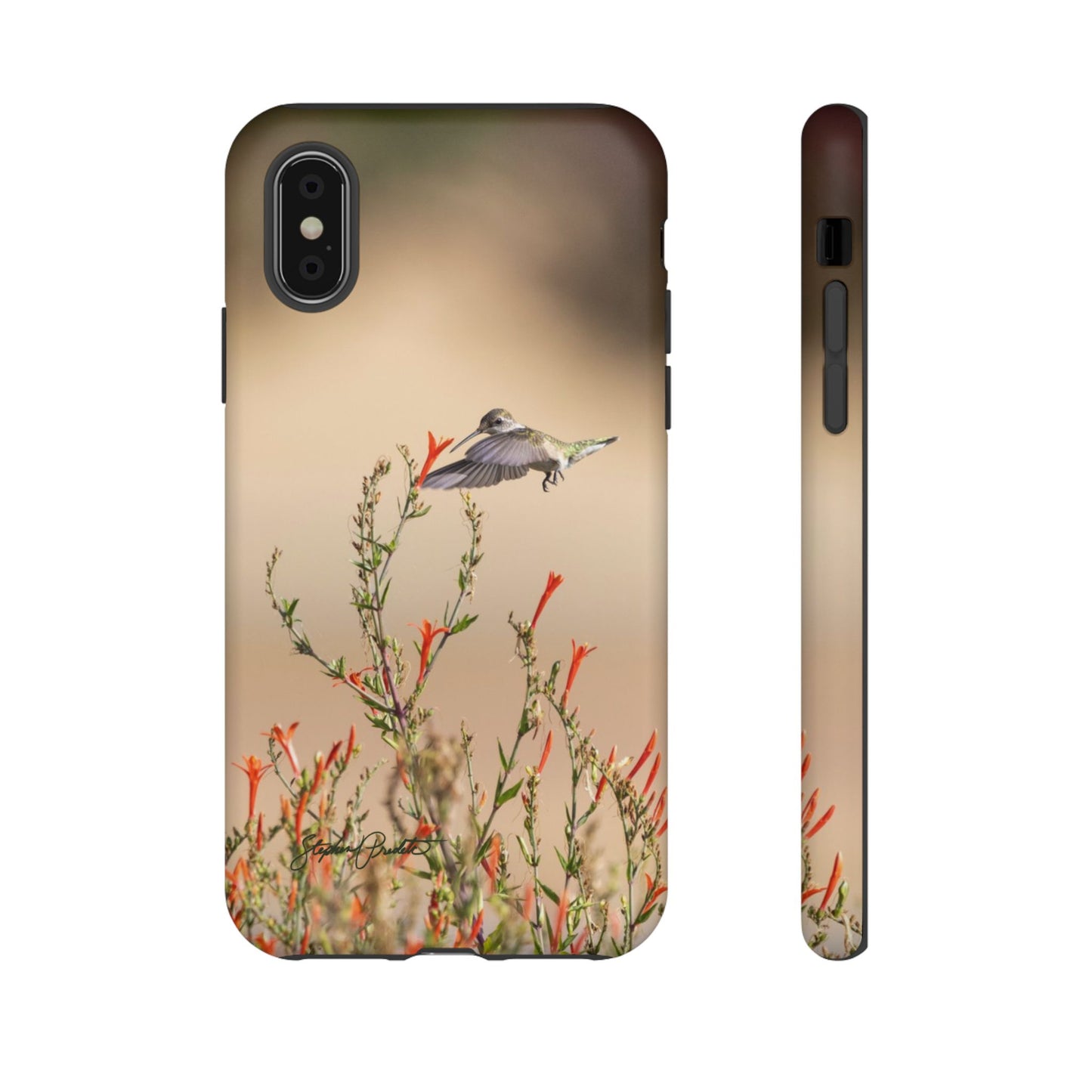 Phone Tough Case -- Hummingbird at Red Flowers