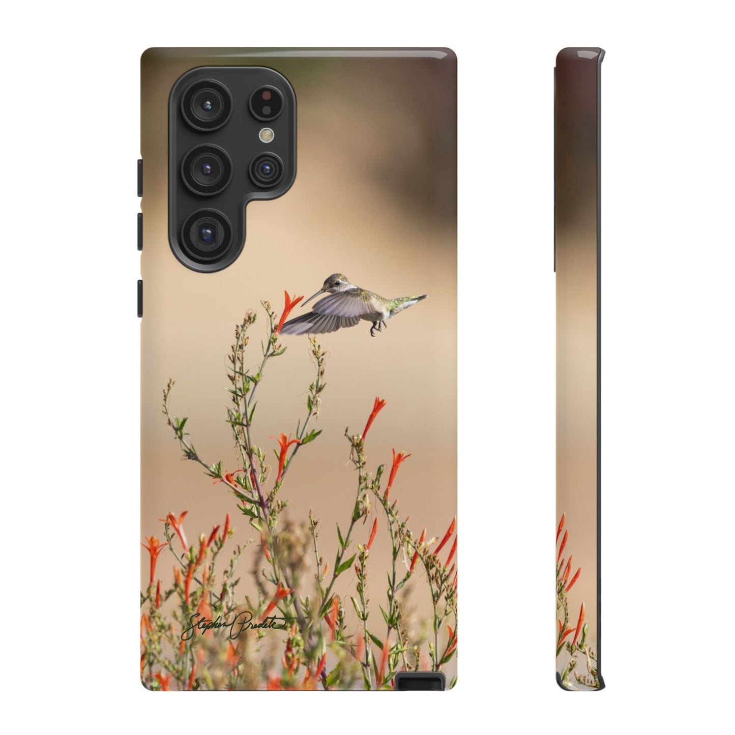 Phone Tough Case -- Hummingbird at Red Flowers