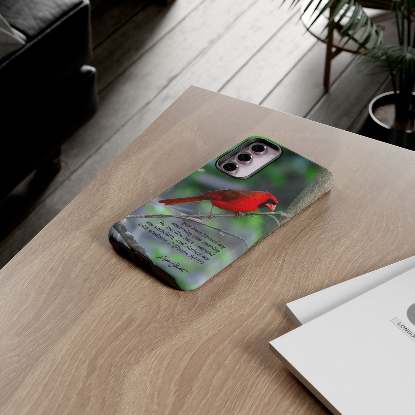 Phone Tough Case - Northern Cardinal 2 with Verse Psalm 30:11