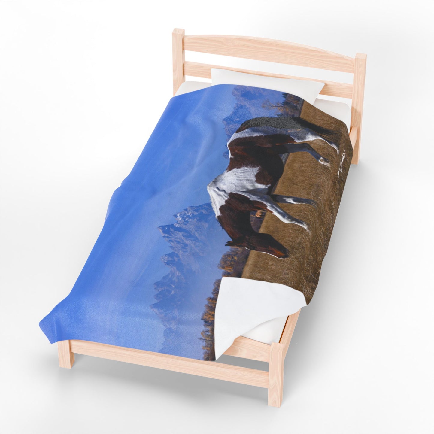 Blankets: Velveteen Plush Blanket — Grand Teton Paint Horse Scenic Throw