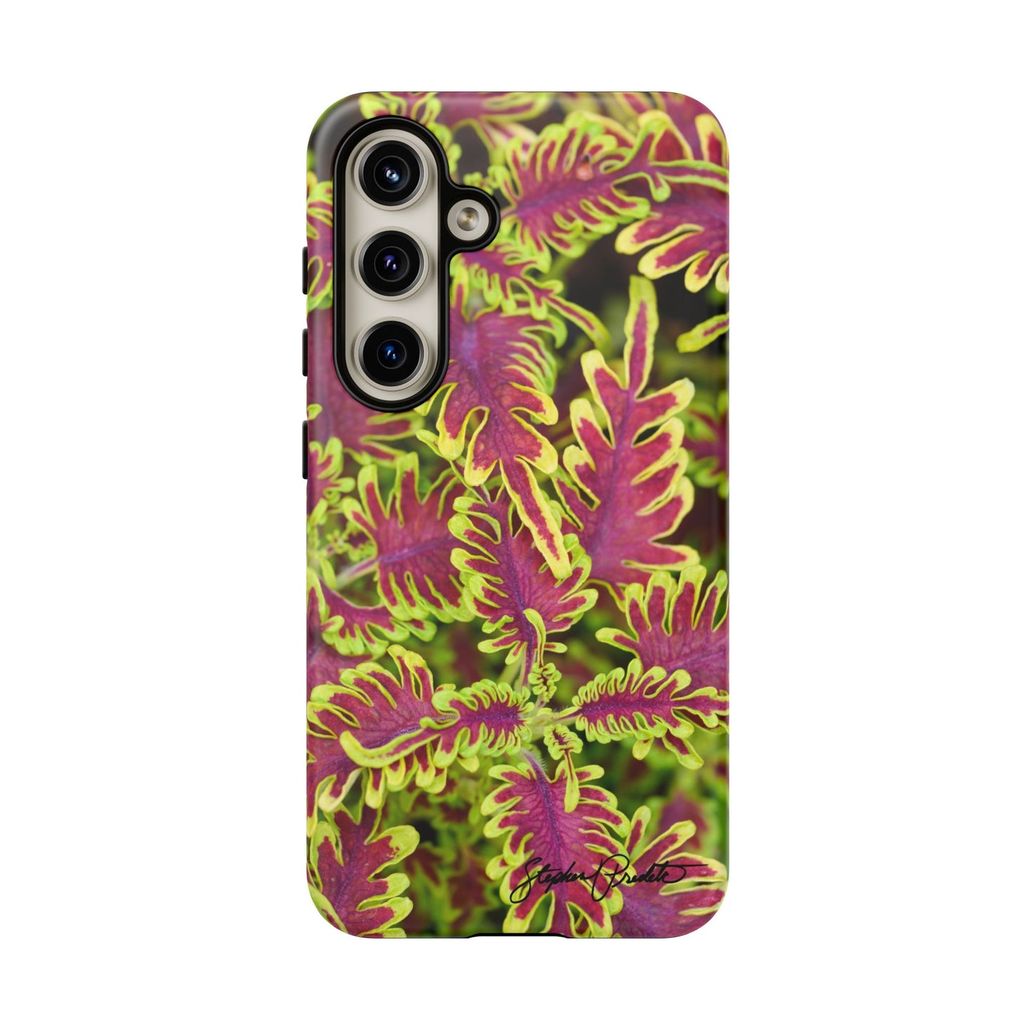 Phone Tough Case — Vibrant Variegated Botanical Design with Coleus Leaves