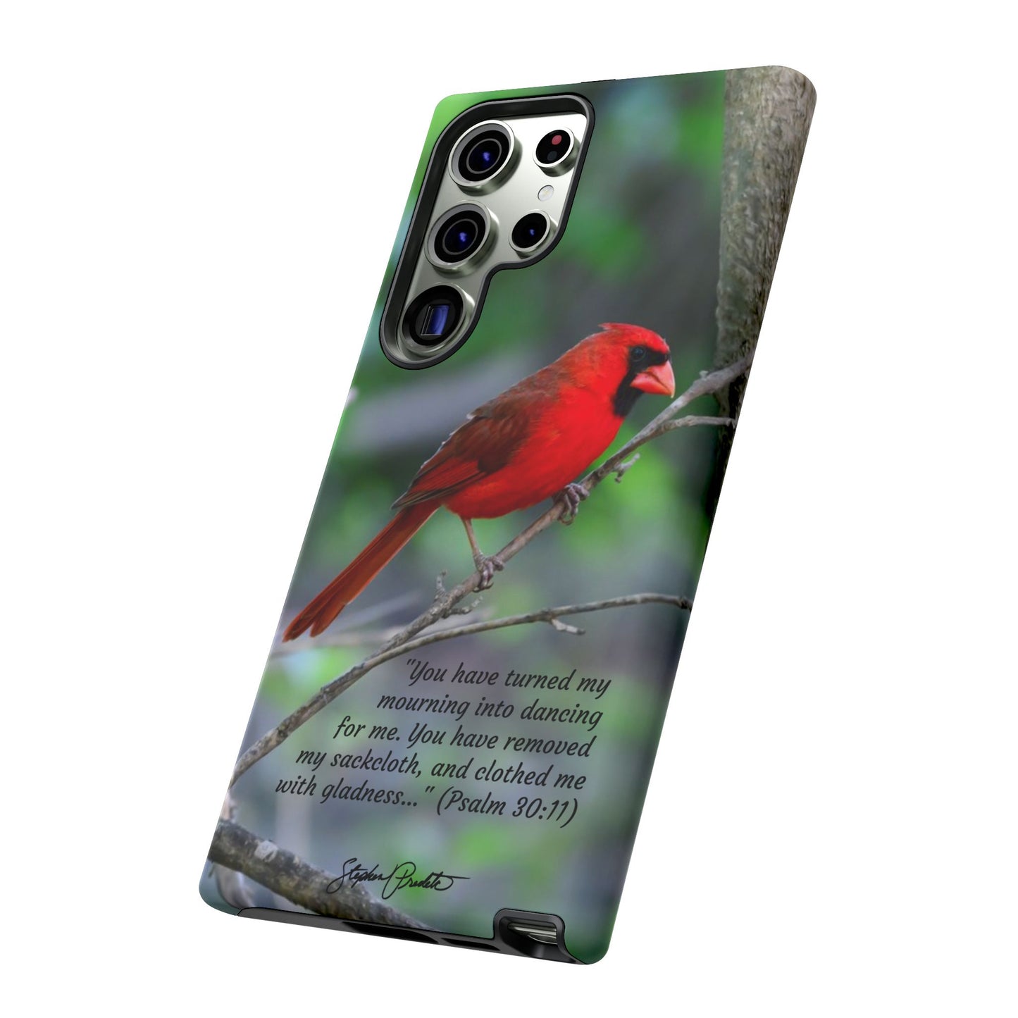 Phone Tough Case - Northern Cardinal 2 with Verse Psalm 30:11