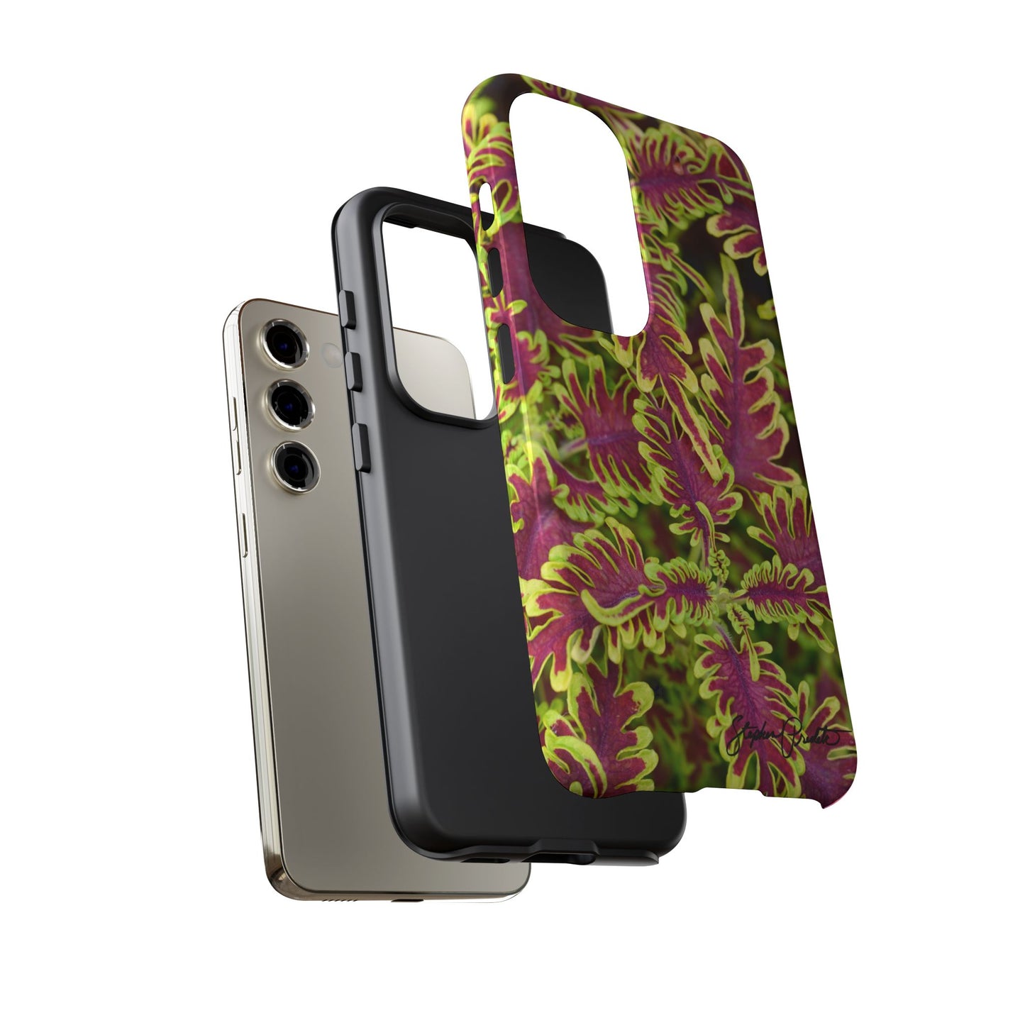 Phone Tough Case — Vibrant Variegated Botanical Design with Coleus Leaves