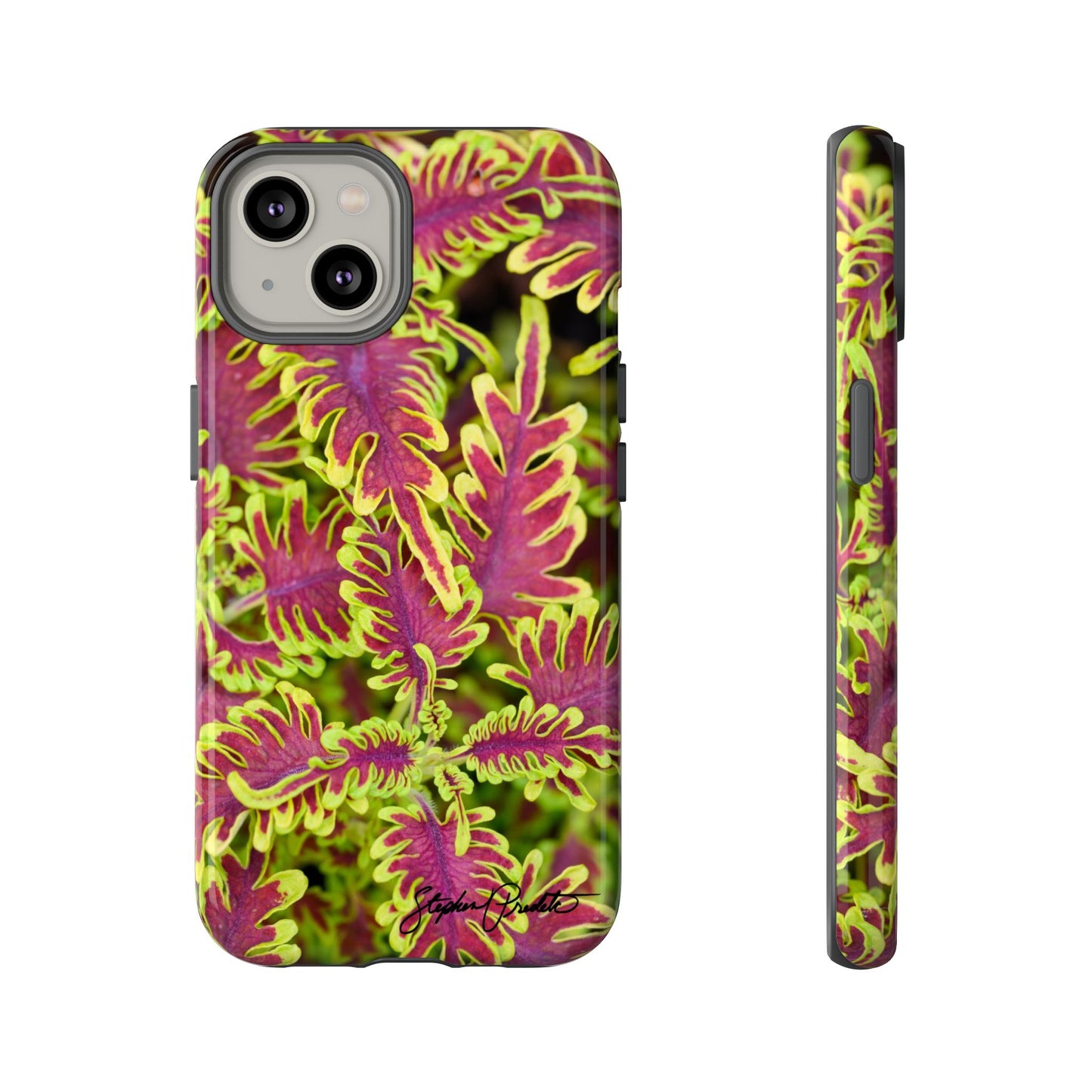 Phone Tough Case — Vibrant Variegated Botanical Design with Coleus Leaves