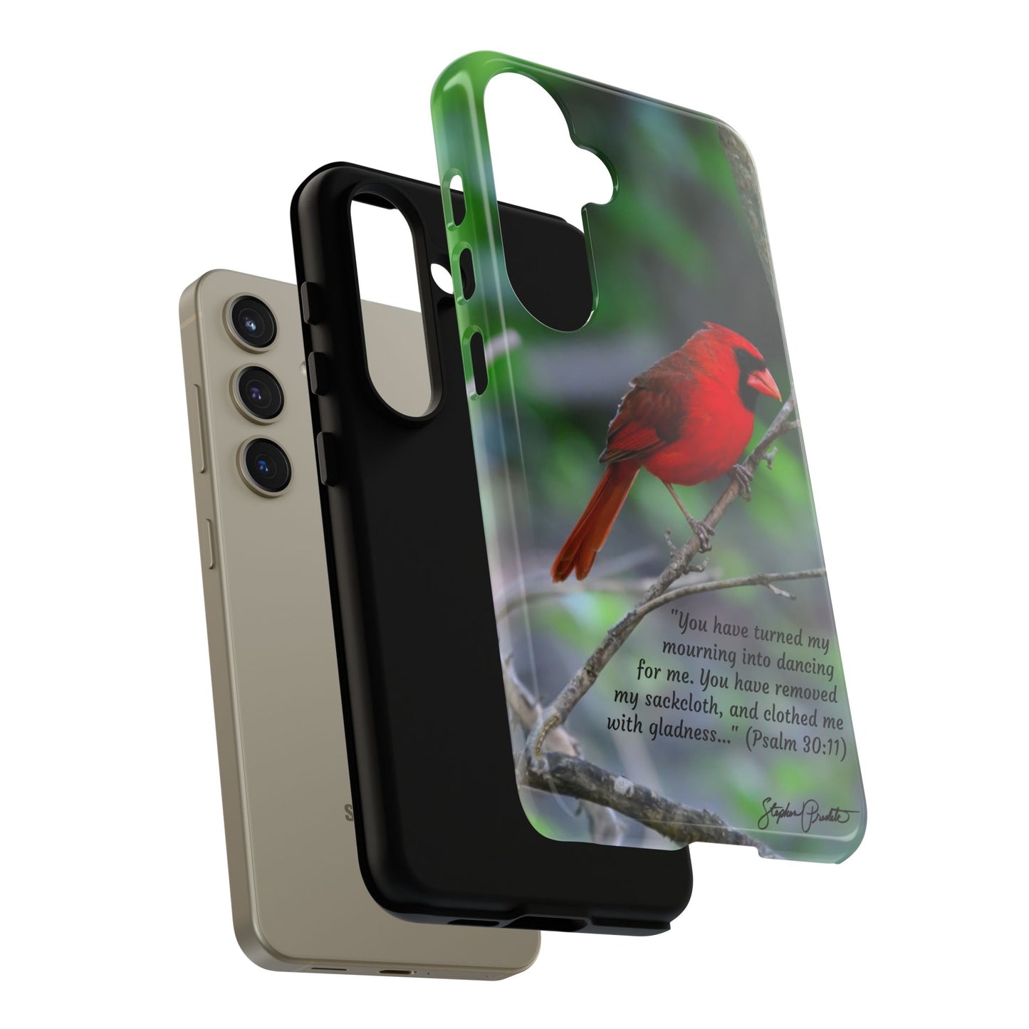 Phone Tough Case - Northern Cardinal 2 with Verse Psalm 30:11