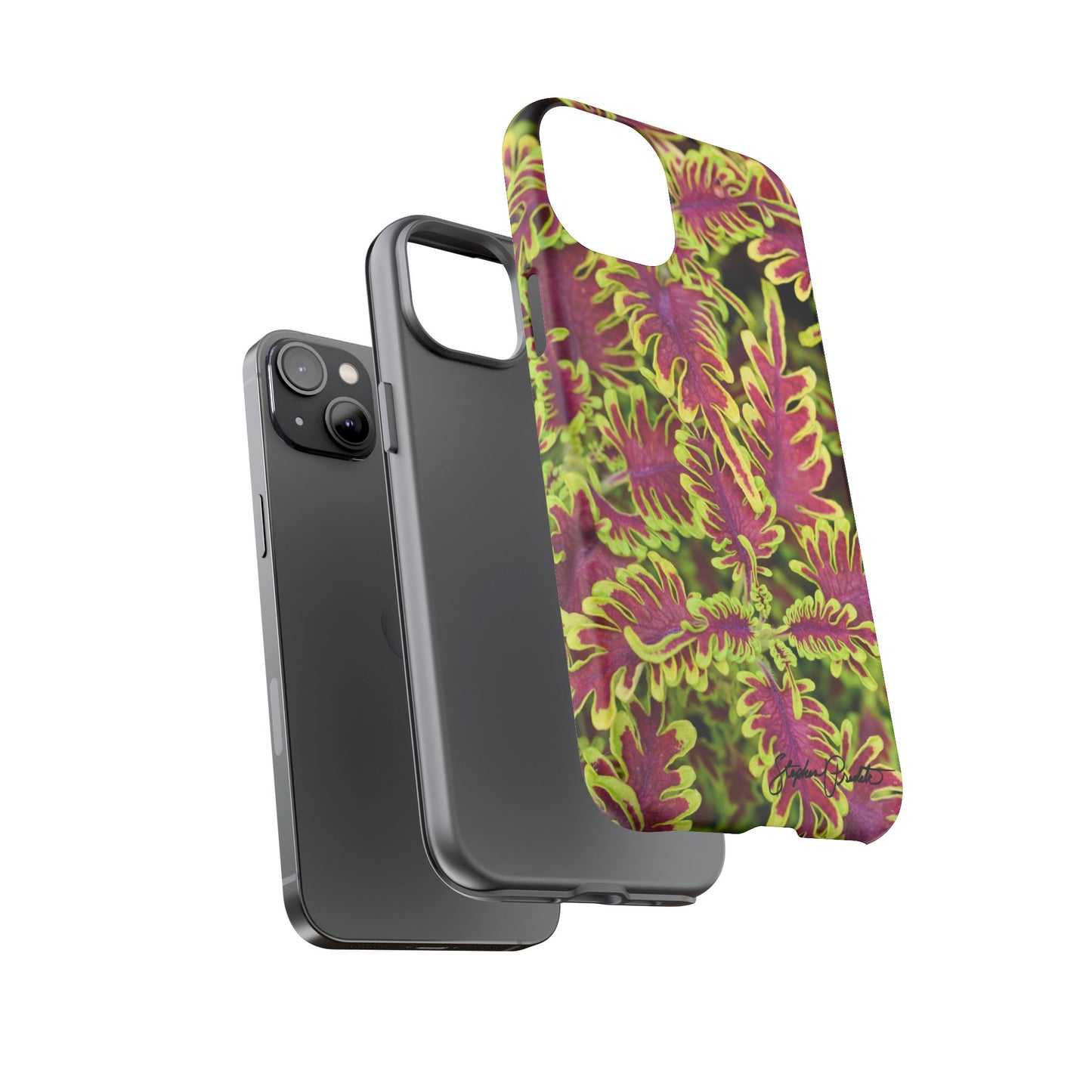 Phone Tough Case — Vibrant Variegated Botanical Design with Coleus Leaves