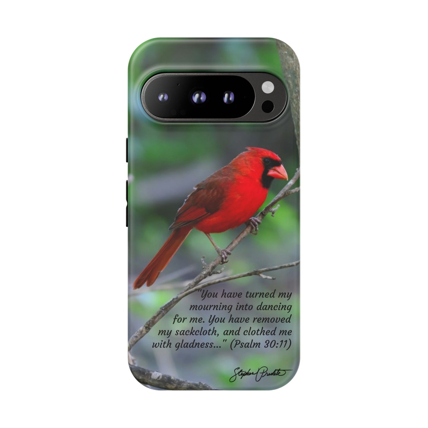 Phone Tough Case - Northern Cardinal 2 with Verse Psalm 30:11