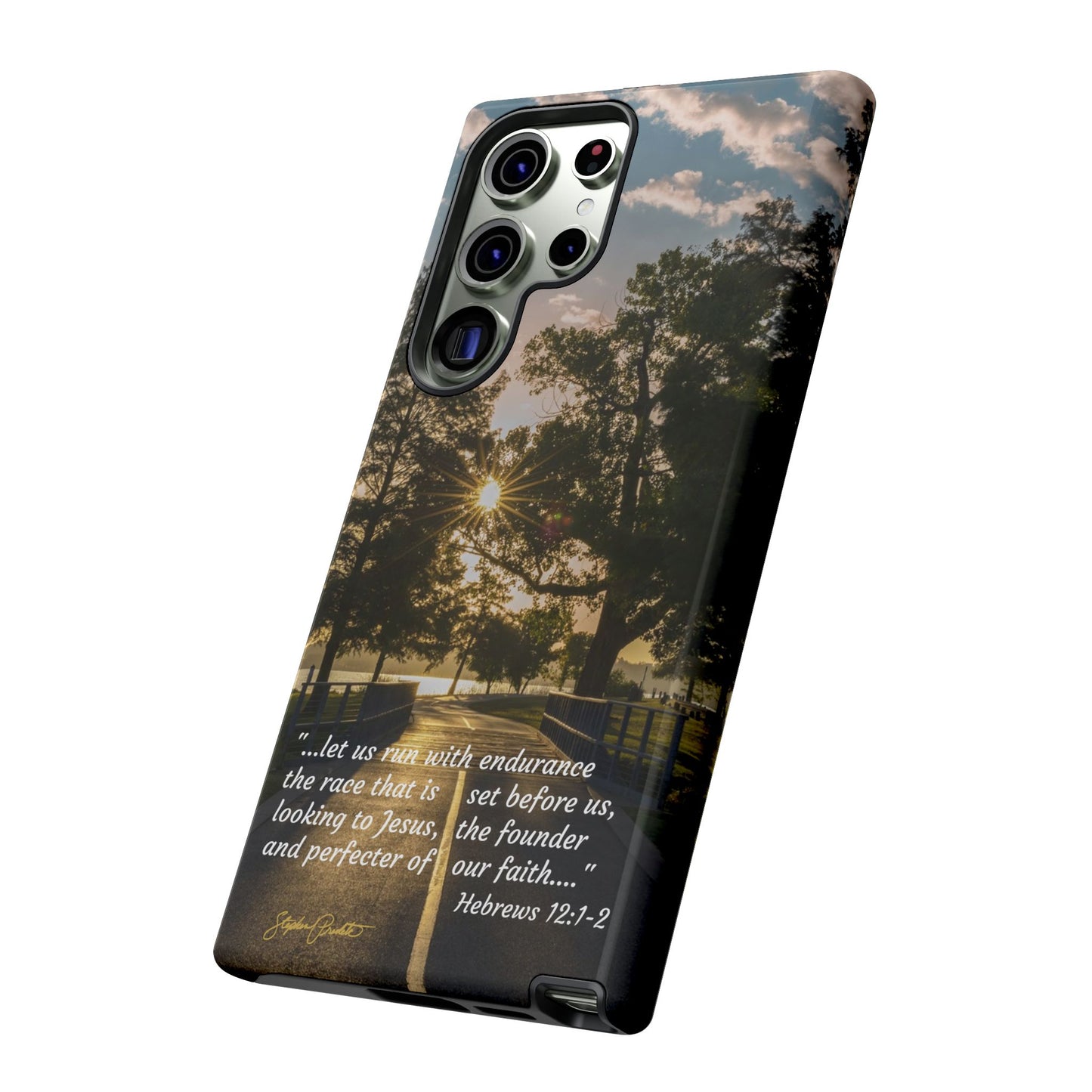 Phone Tough Case -- Heb. 12:1-2 -- Sunrise on the Running Path at White Rock Lake