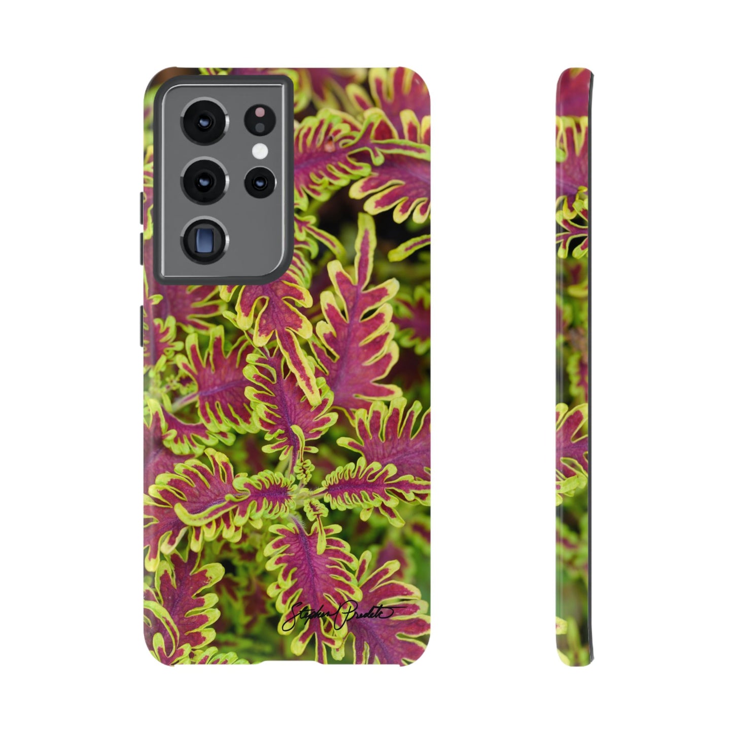 Phone Tough Case — Vibrant Variegated Botanical Design with Coleus Leaves