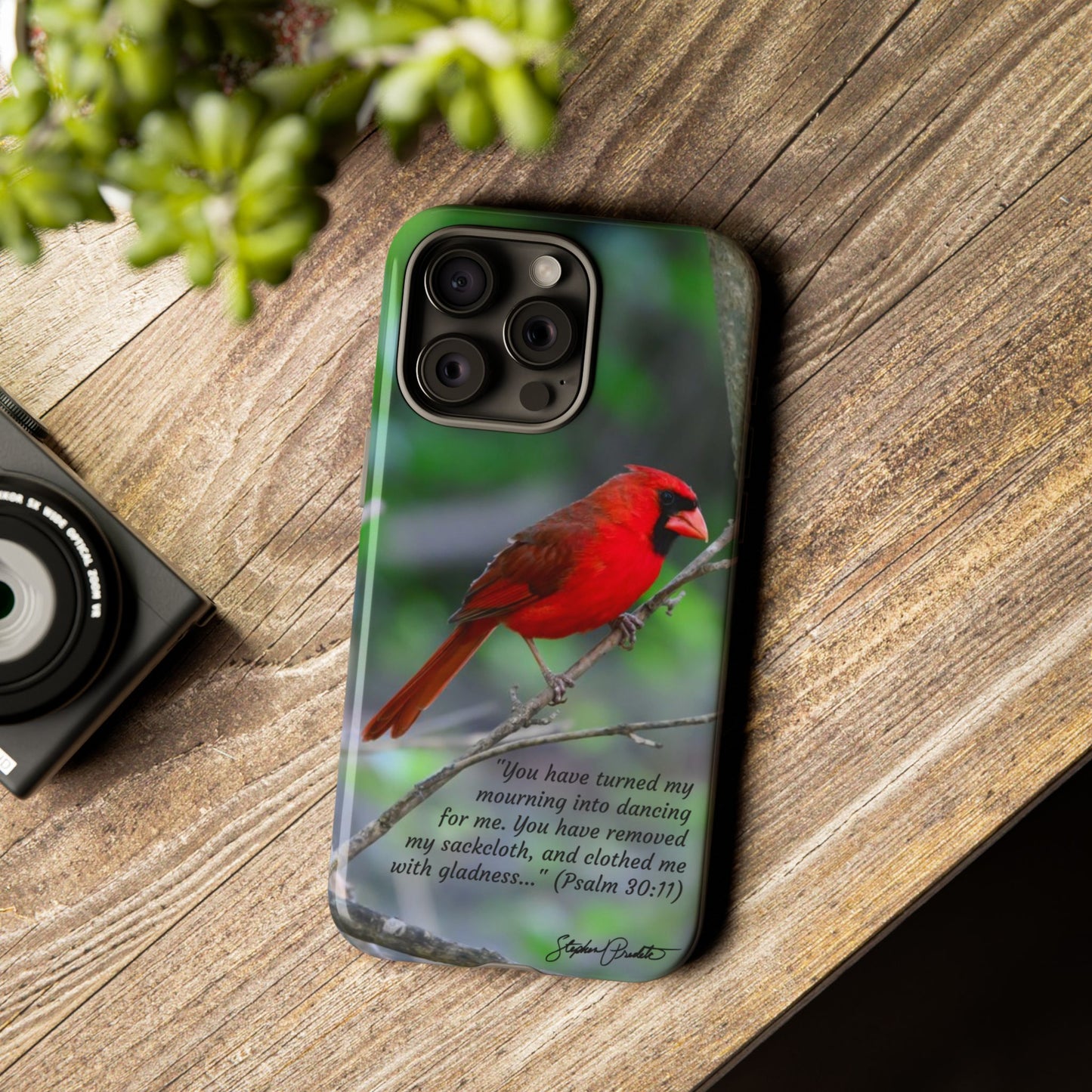 Phone Tough Case - Northern Cardinal 2 with Verse Psalm 30:11