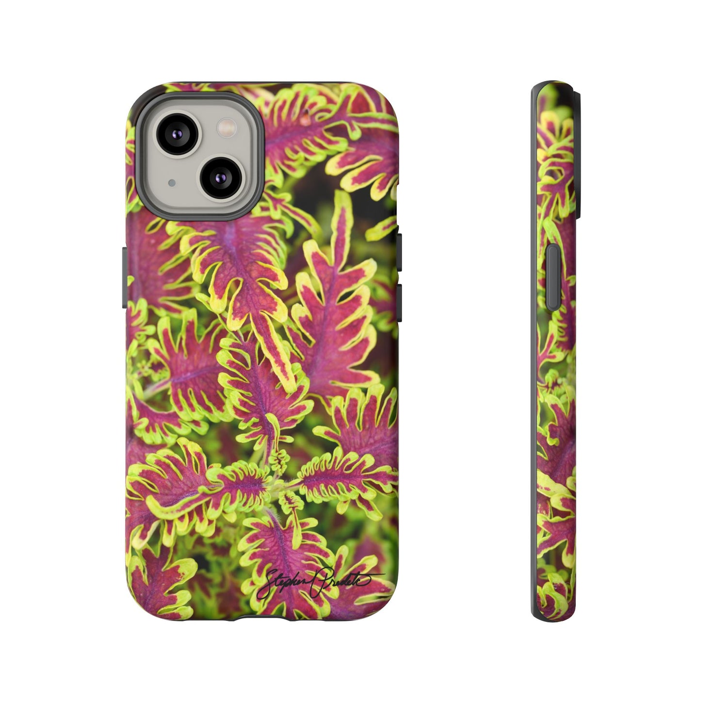 Phone Tough Case — Vibrant Variegated Botanical Design with Coleus Leaves