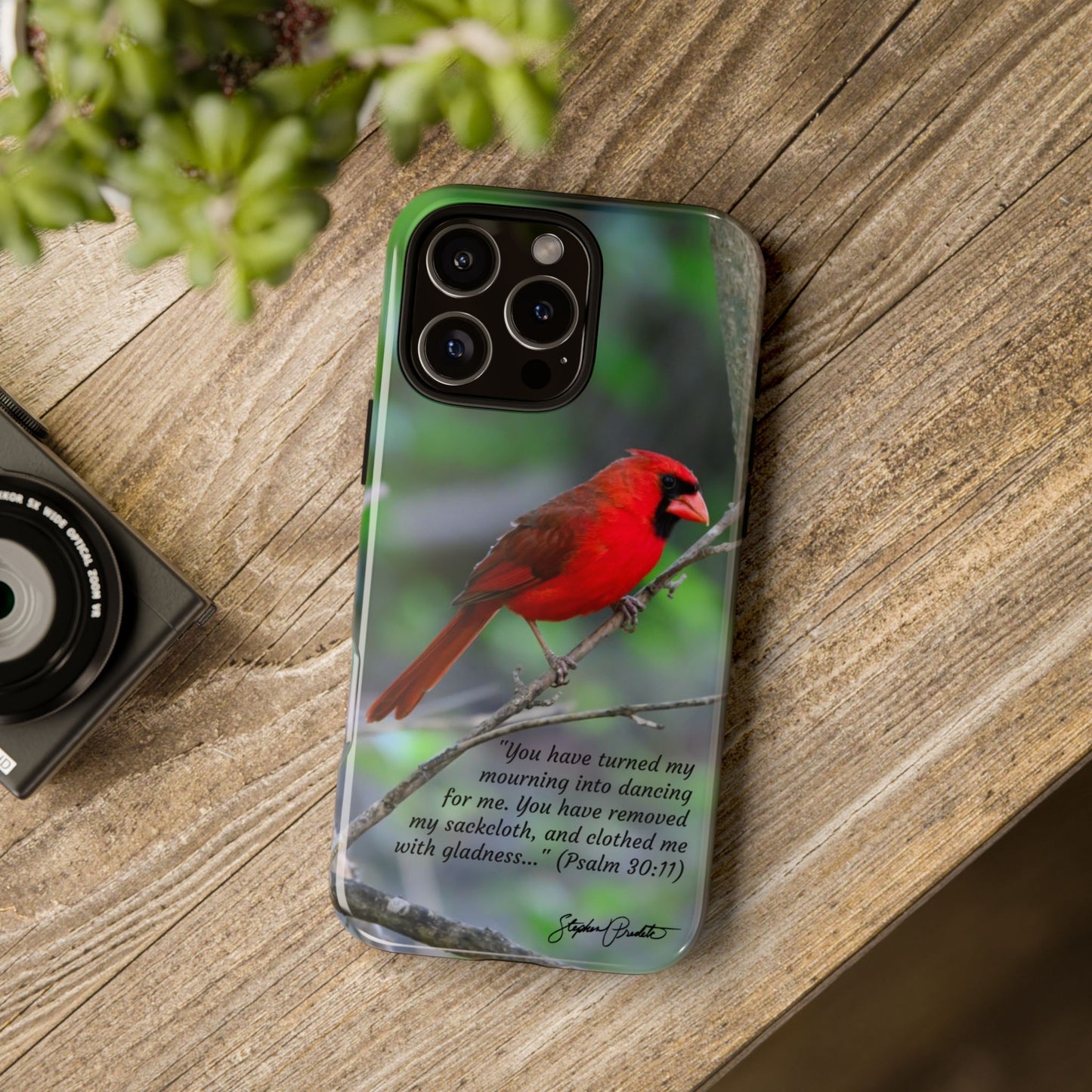 Phone Tough Case - Northern Cardinal 2 with Verse Psalm 30:11