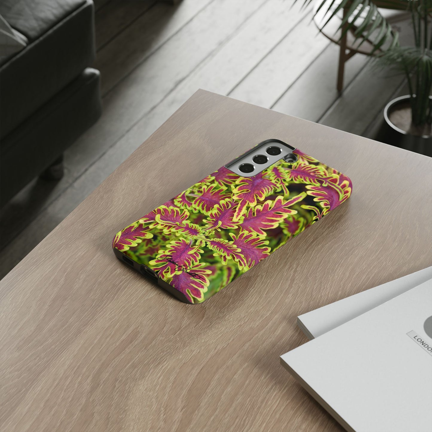 Phone Tough Case — Vibrant Variegated Botanical Design with Coleus Leaves