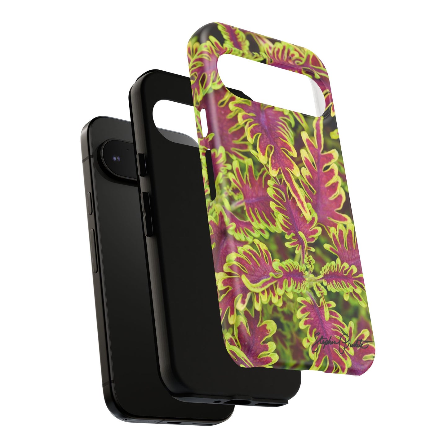 Phone Tough Case — Vibrant Variegated Botanical Design with Coleus Leaves