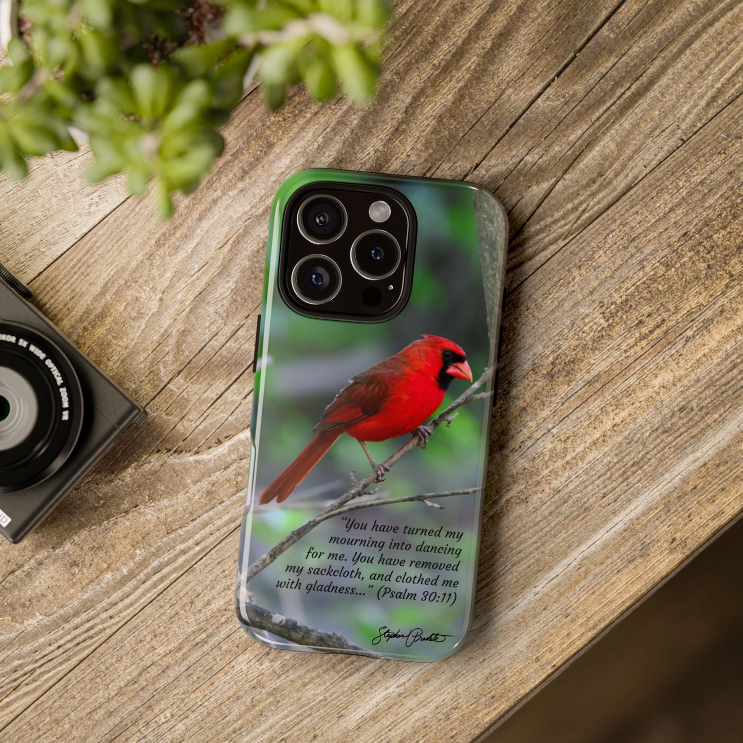 Phone Tough Case - Northern Cardinal 2 with Verse Psalm 30:11