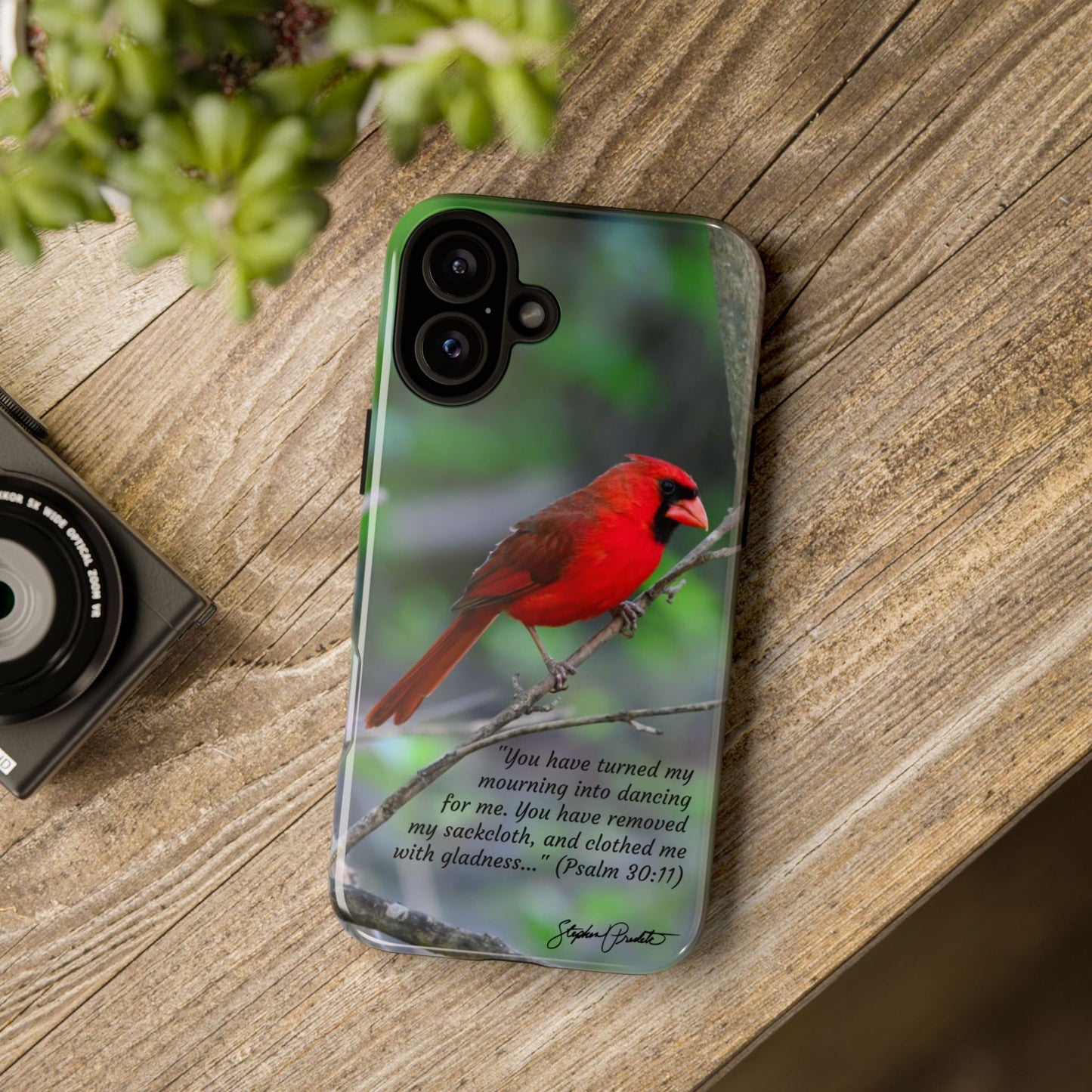 Phone Tough Case - Northern Cardinal 2 with Verse Psalm 30:11