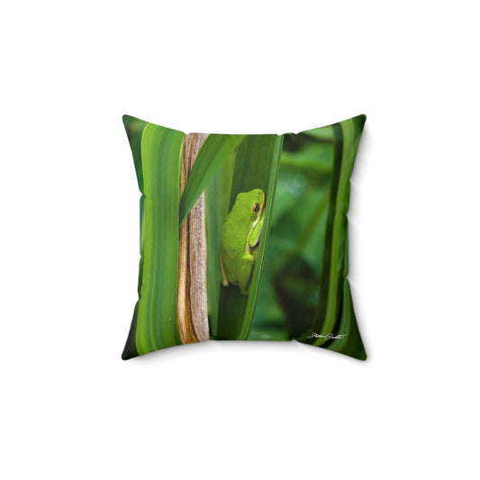 Throw Pillow -- Tree Frog Photo -- Spun Polyester Square Pillow