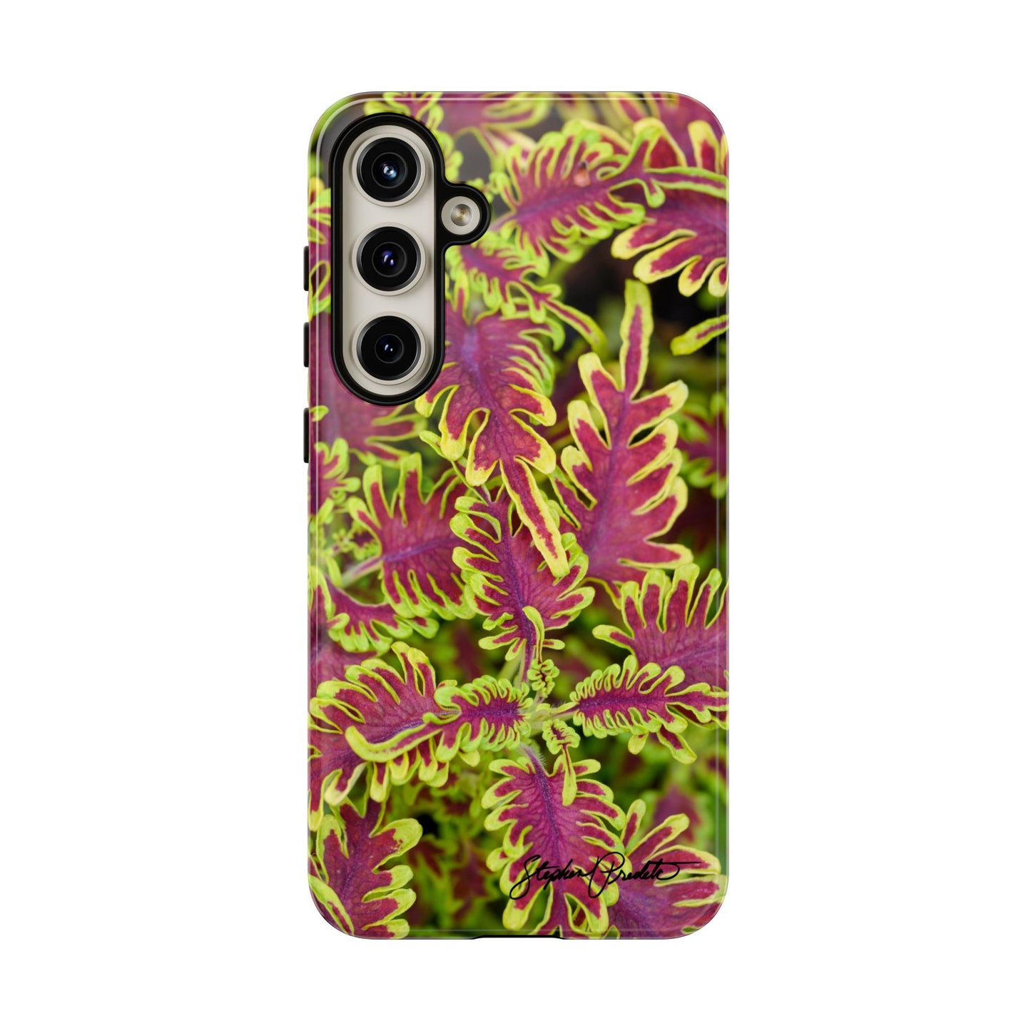 Phone Tough Case — Vibrant Variegated Botanical Design with Coleus Leaves