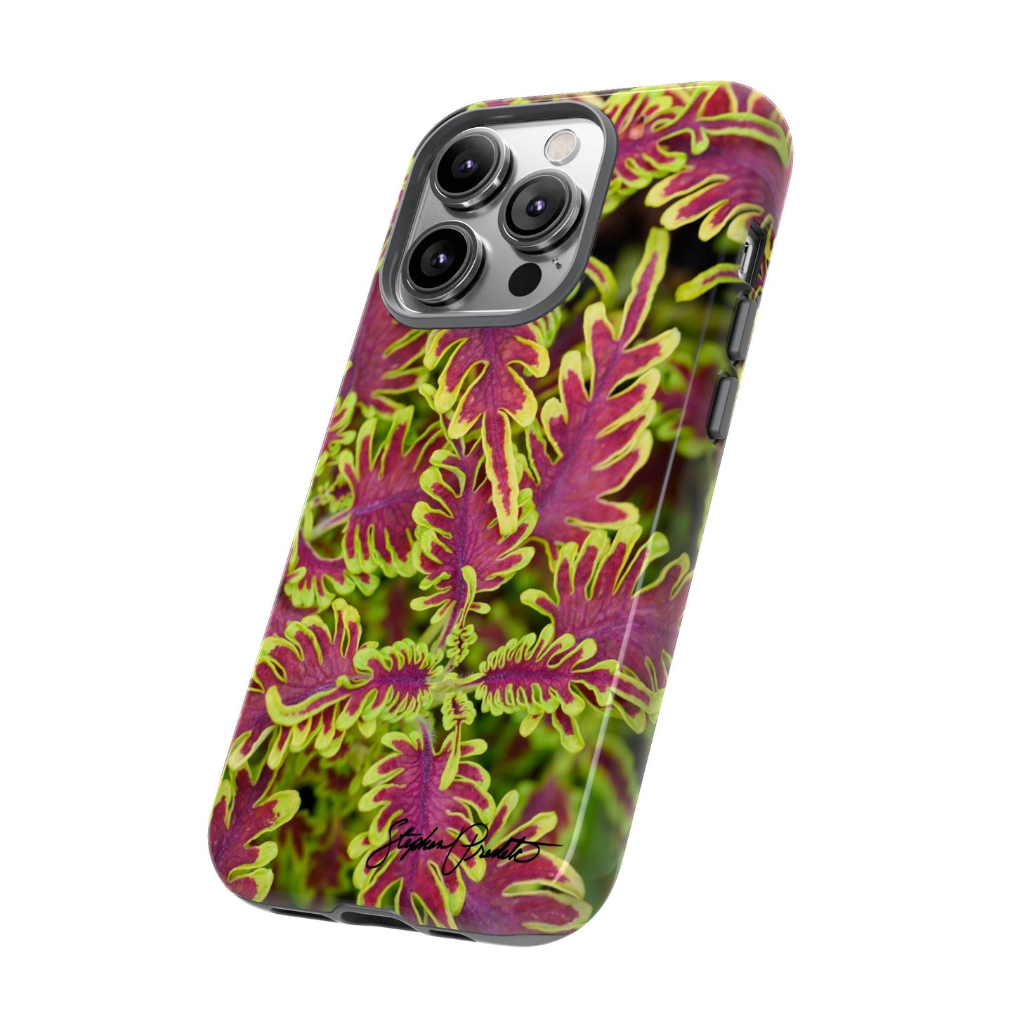 Phone Tough Case — Vibrant Variegated Botanical Design with Coleus Leaves