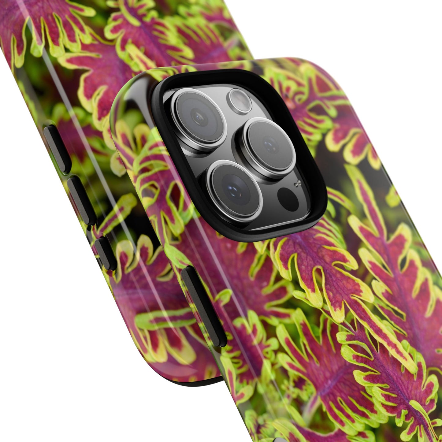 Phone Tough Case — Vibrant Variegated Botanical Design with Coleus Leaves