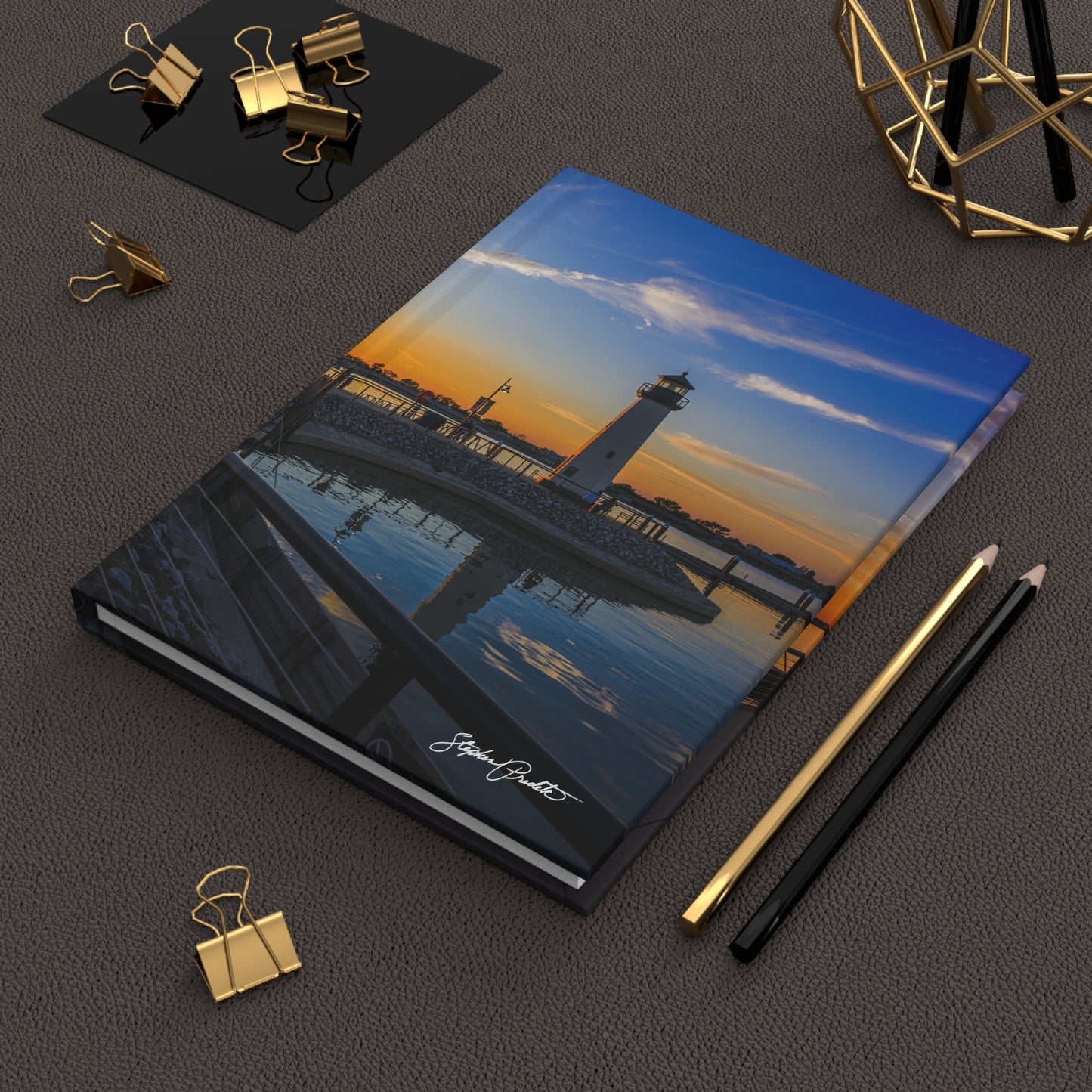 Hardcover Journal (Matte Finish) – Lighthouse at Sunset