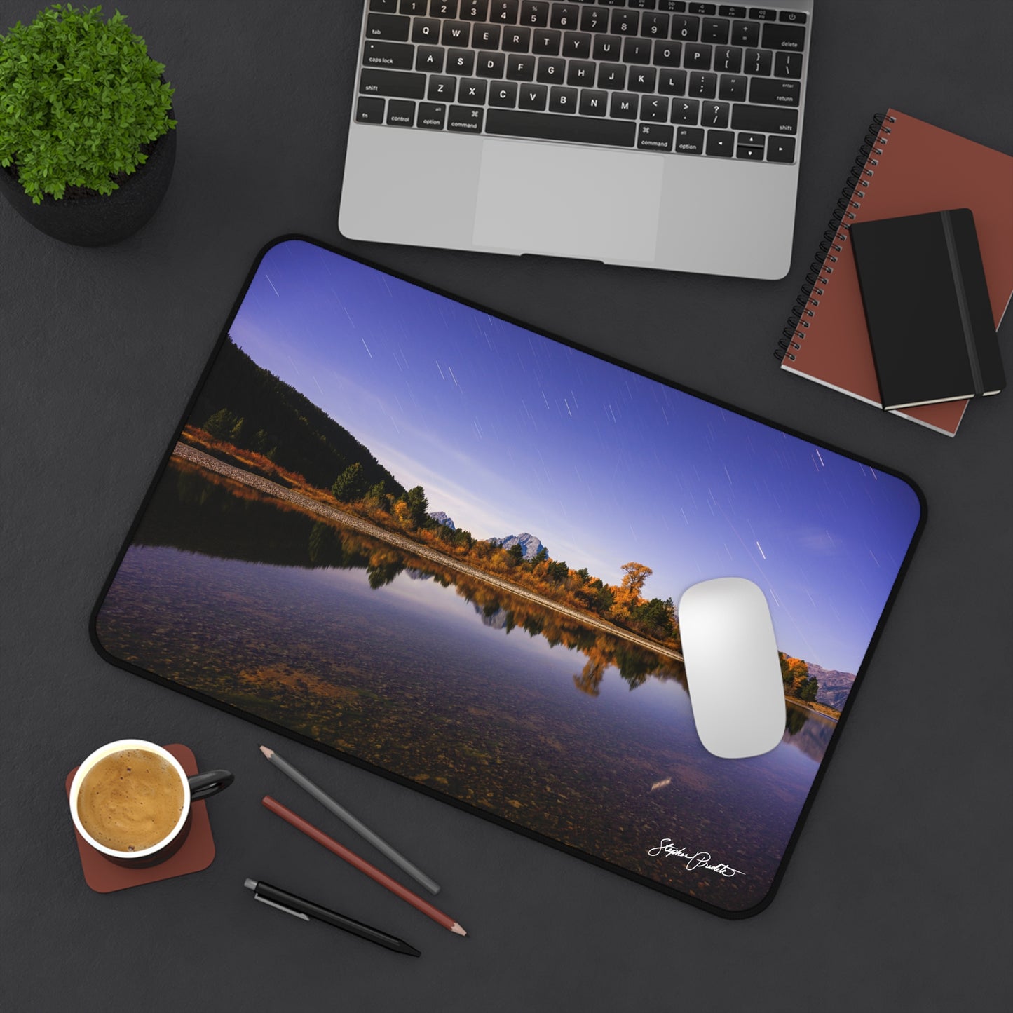 Desk Mat - Grand Teton Nighttime River Reflection
