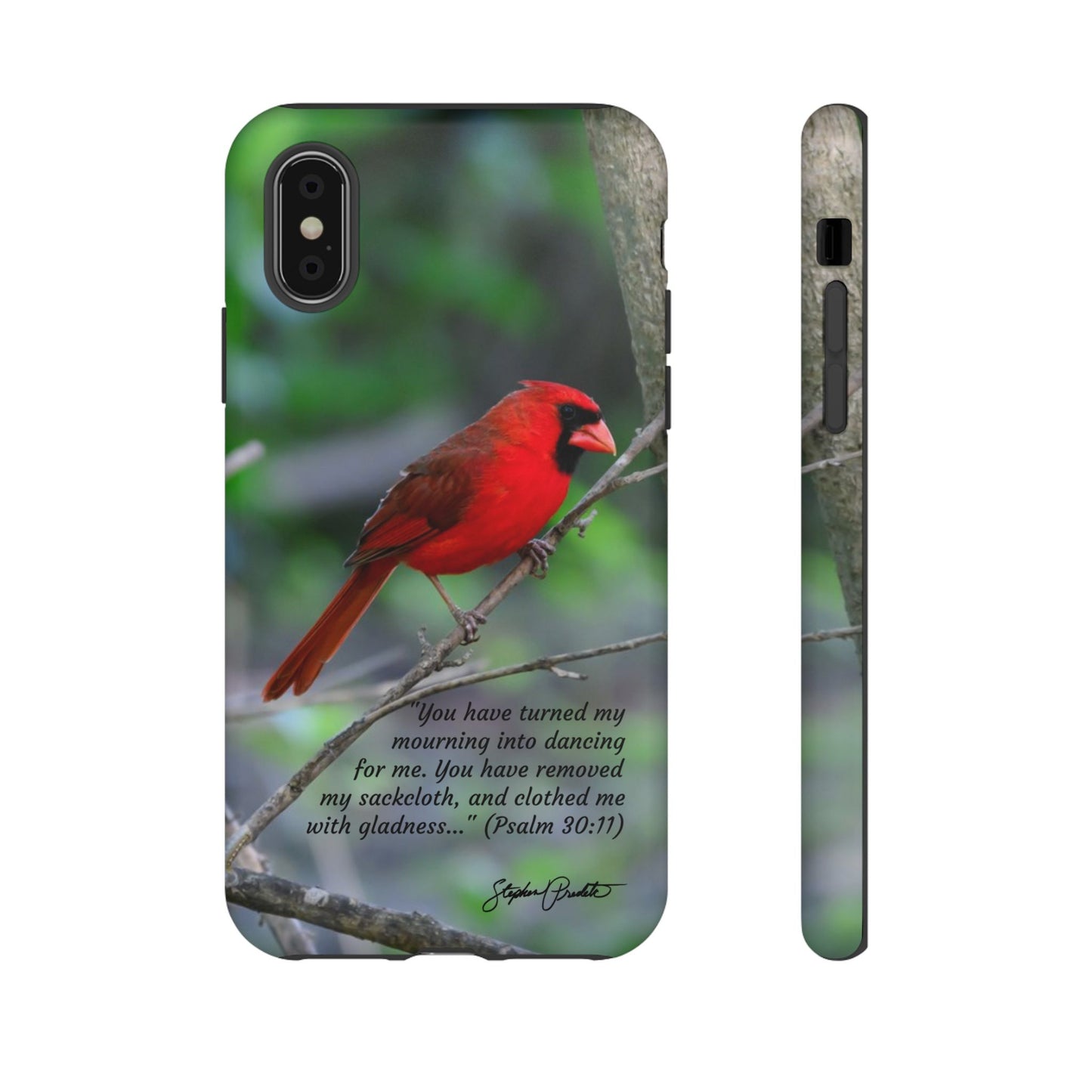 Phone Tough Case - Northern Cardinal 2 with Verse Psalm 30:11