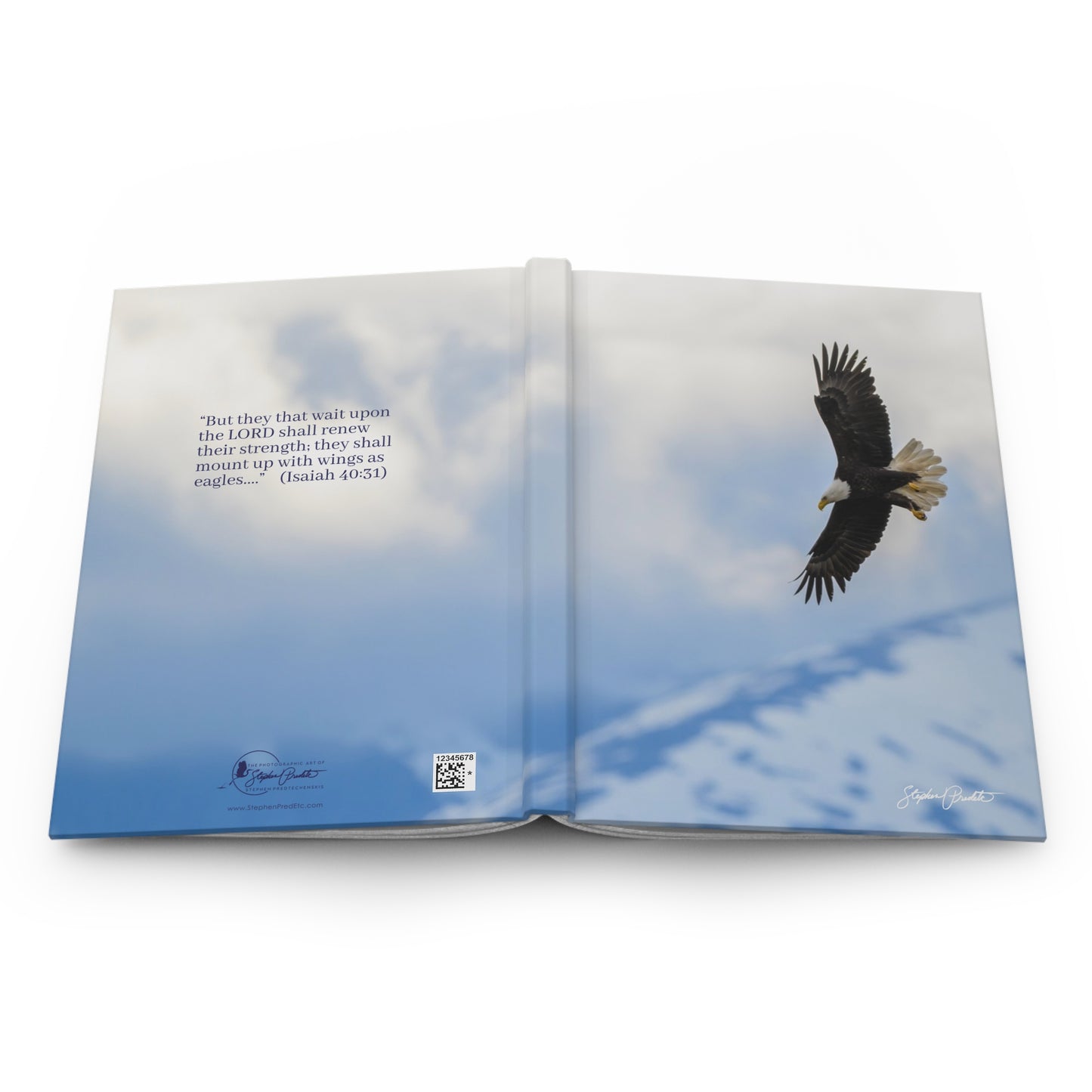 Hardcover Journal (Matte Finish) – Bald Eagle Soaring Over Mountains with Isaiah 40:31