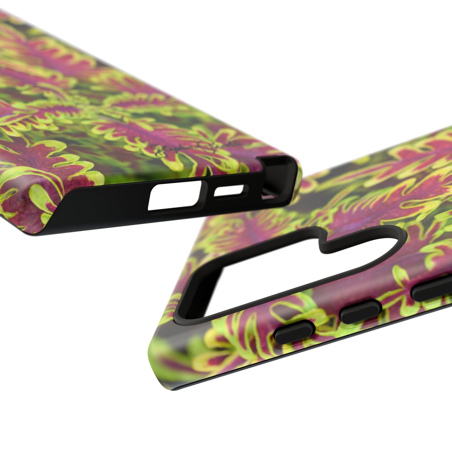 Phone Tough Case — Vibrant Variegated Botanical Design with Coleus Leaves