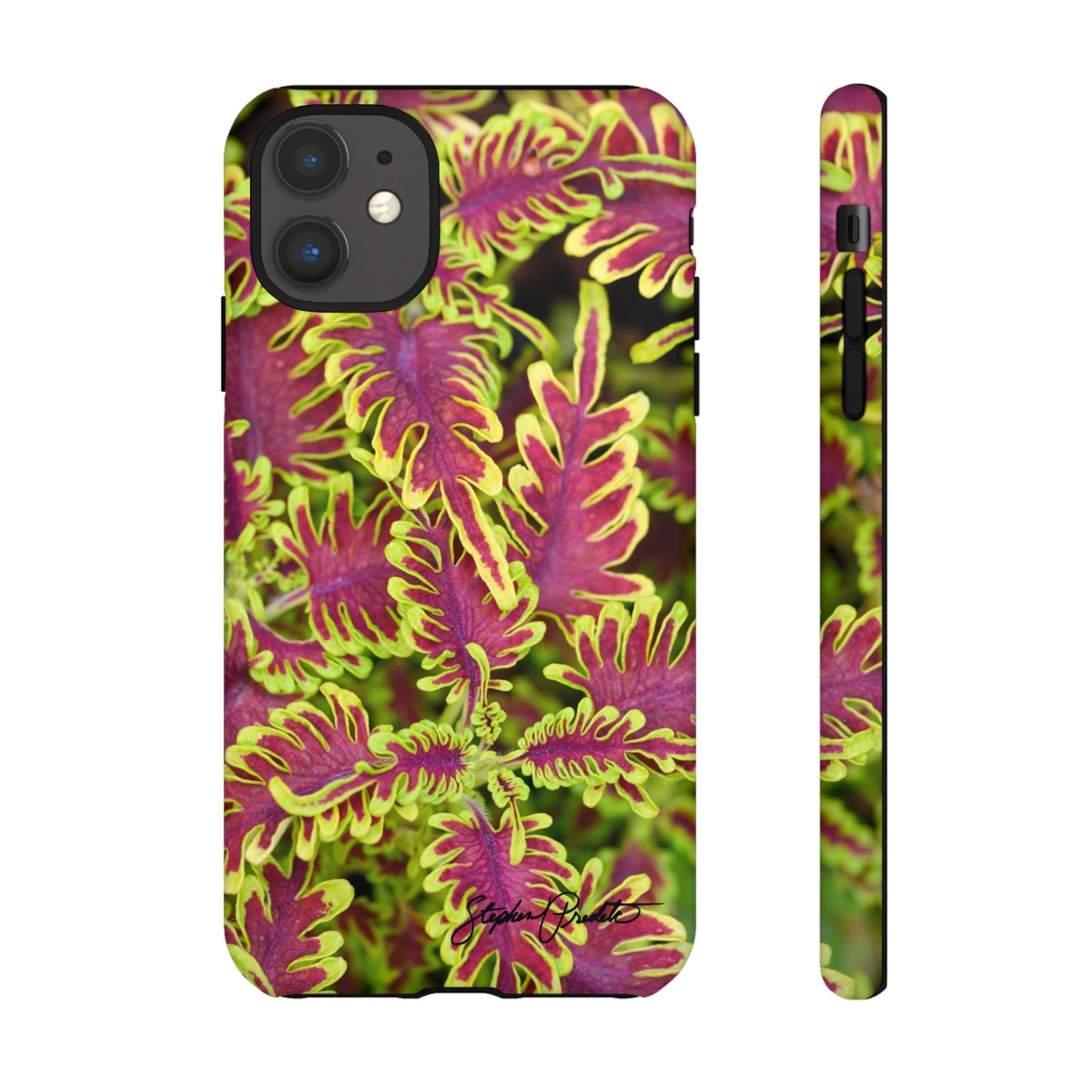 Phone Tough Case — Vibrant Variegated Botanical Design with Coleus Leaves