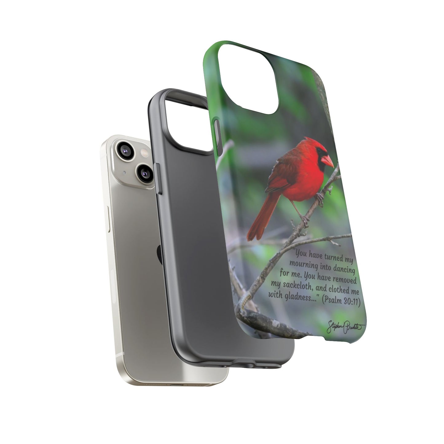 Phone Tough Case - Northern Cardinal 2 with Verse Psalm 30:11