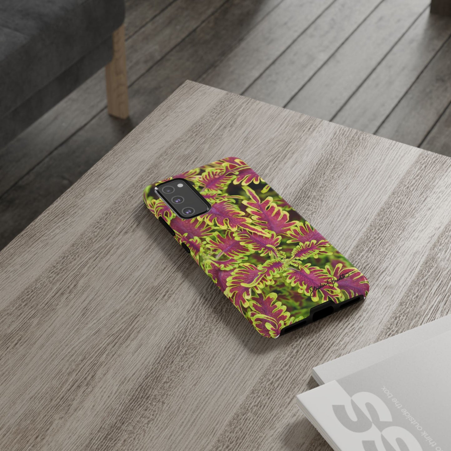 Phone Tough Case — Vibrant Variegated Botanical Design with Coleus Leaves