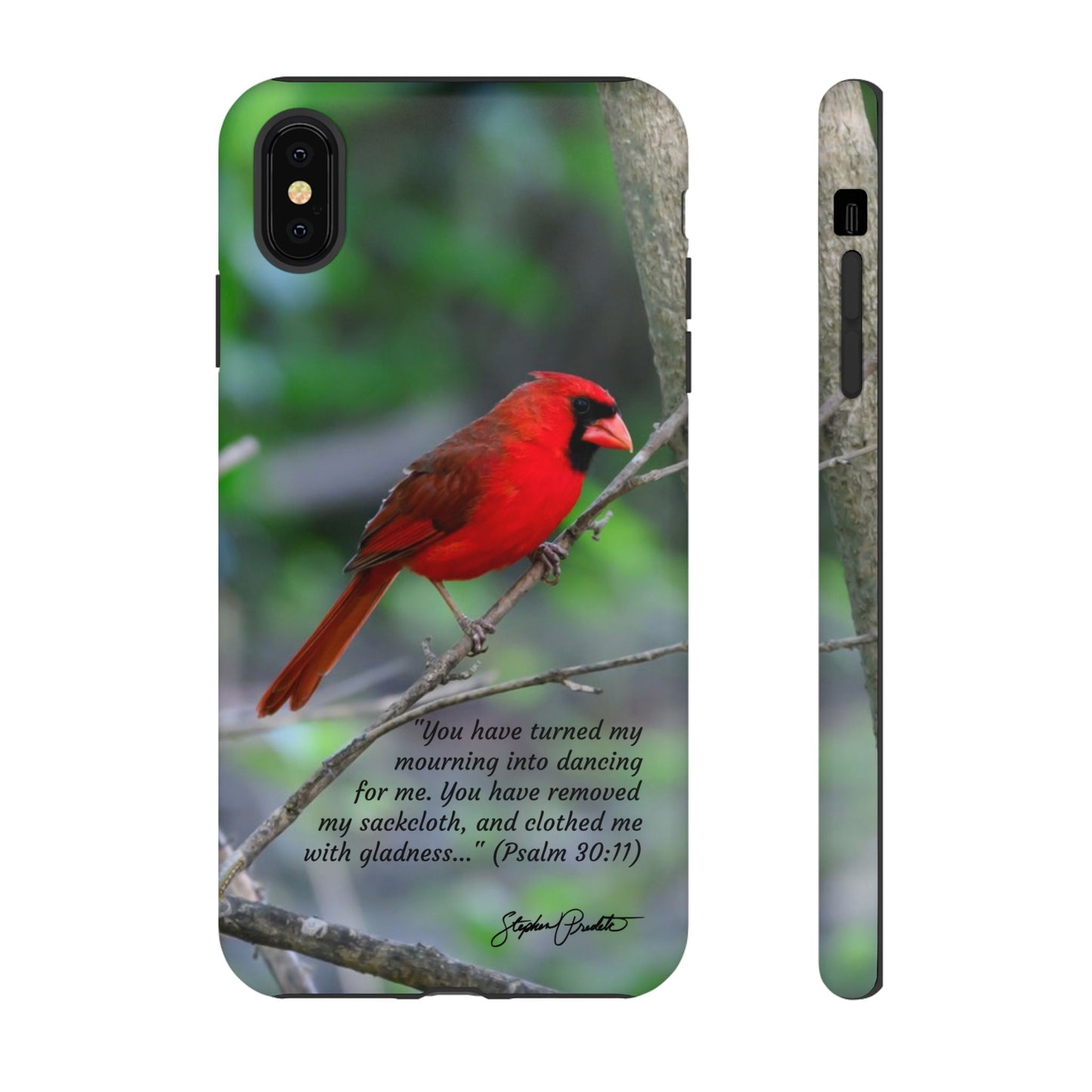 Phone Tough Case - Northern Cardinal 2 with Verse Psalm 30:11