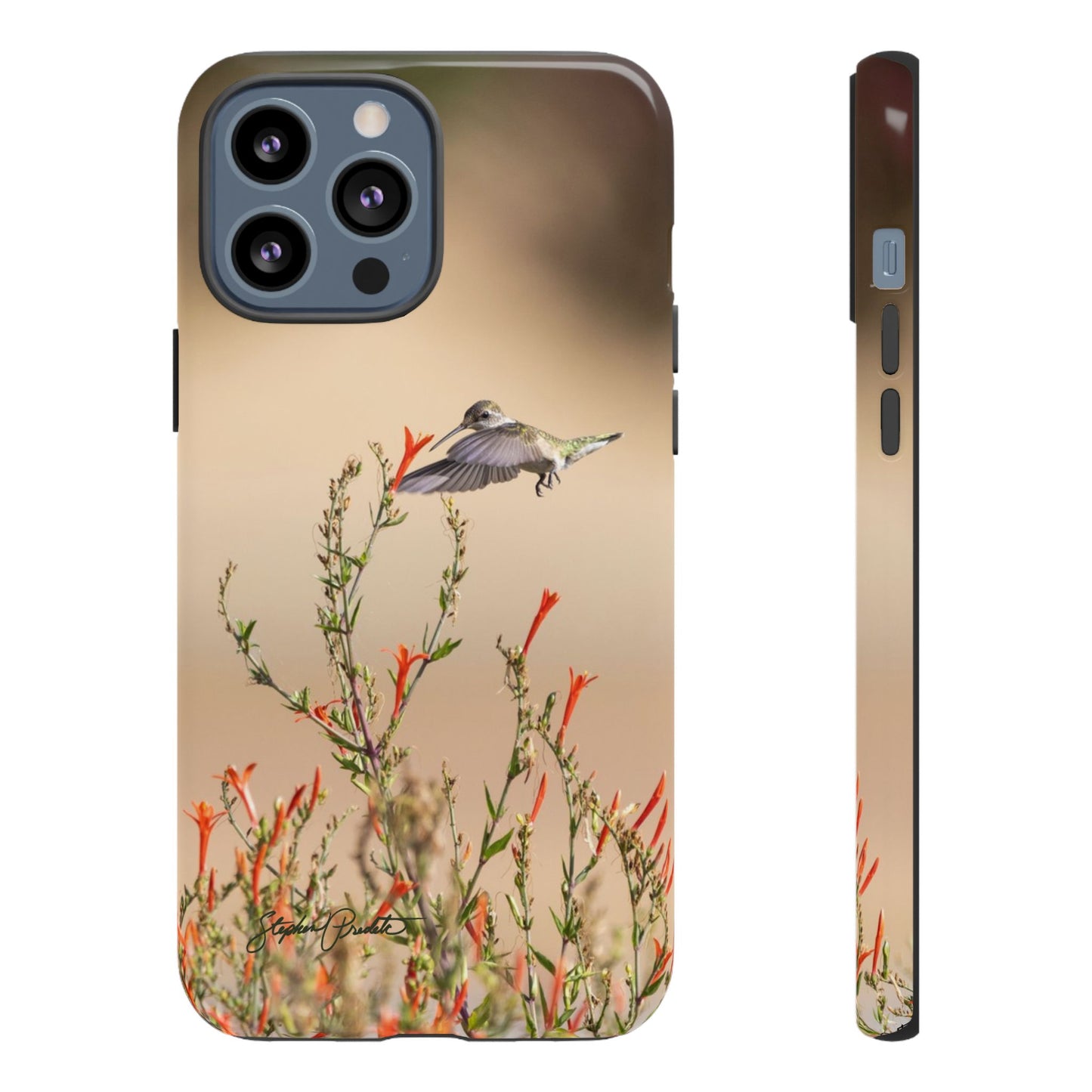 Phone Tough Case -- Hummingbird at Red Flowers