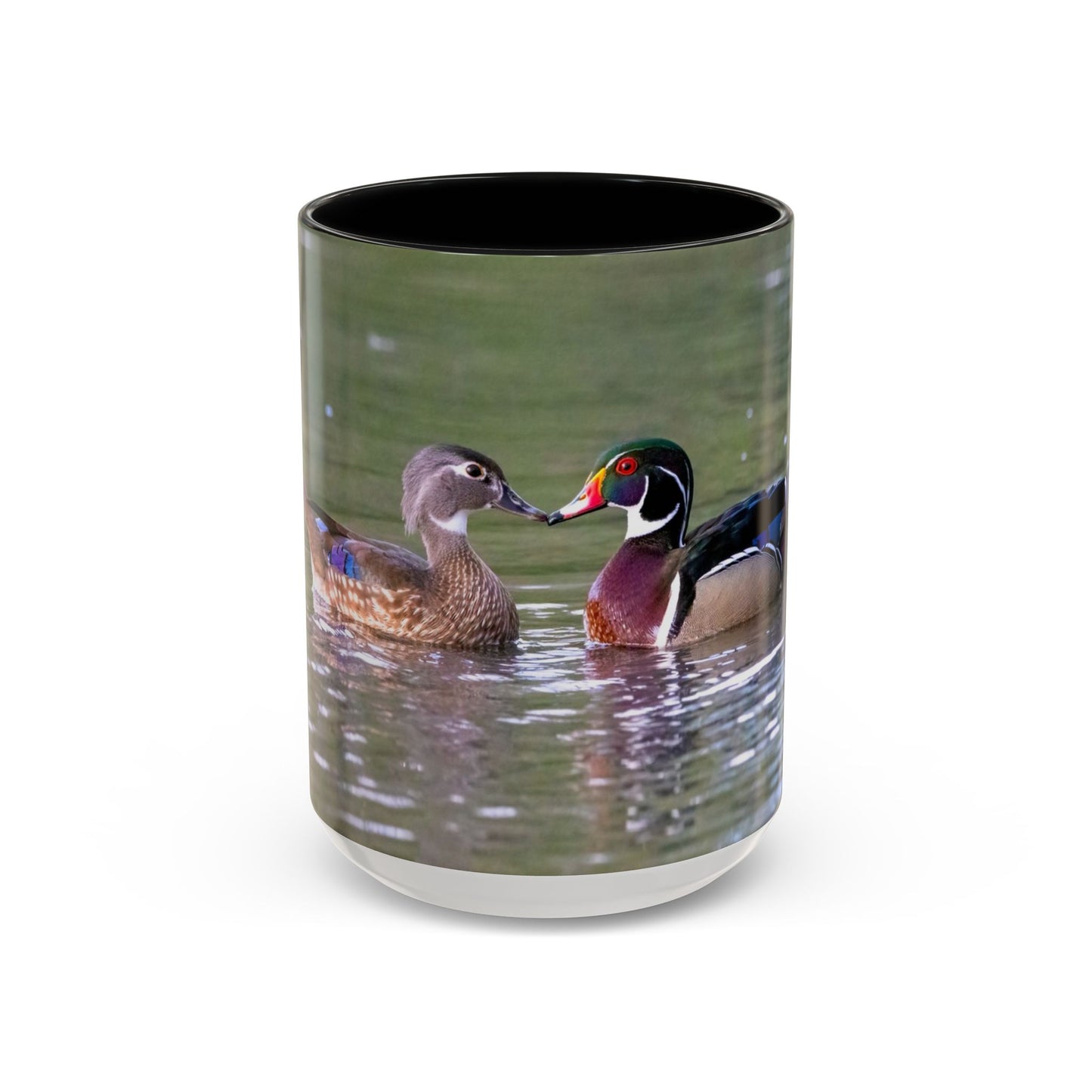 Accent Coffee Mug (11oz, 15oz) -- Wood Ducks Kissing
