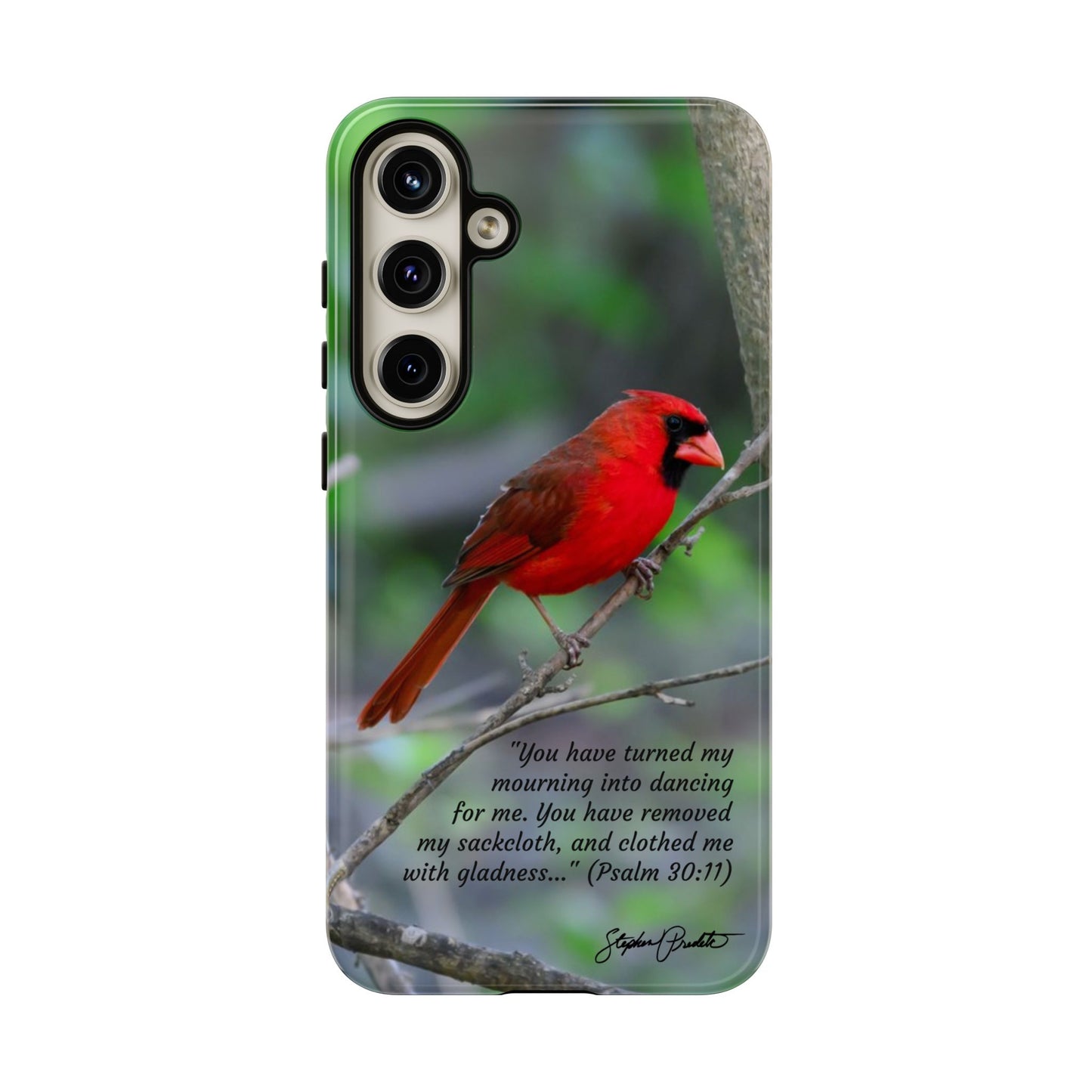 Phone Tough Case - Northern Cardinal 2 with Verse Psalm 30:11