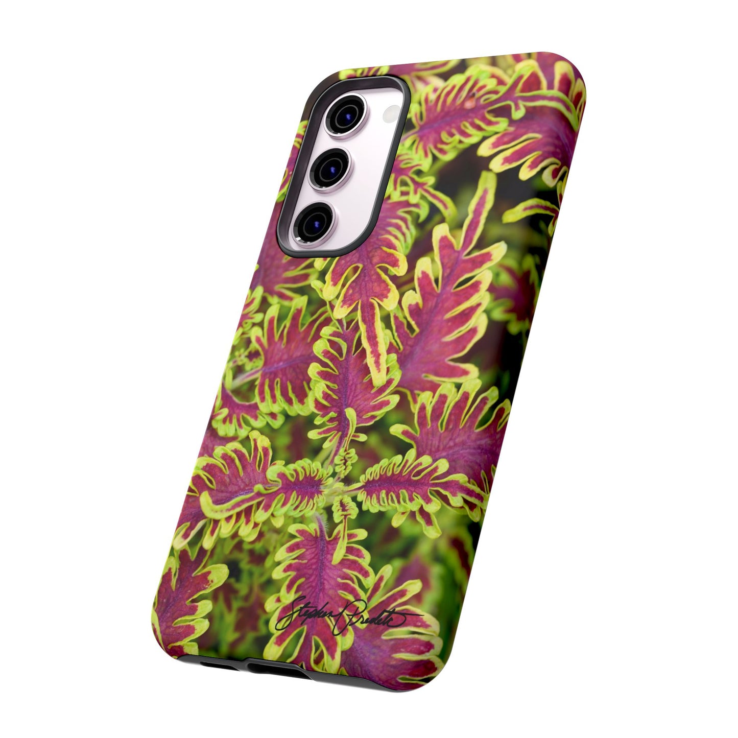 Phone Tough Case — Vibrant Variegated Botanical Design with Coleus Leaves