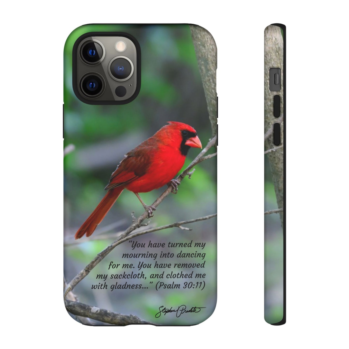 Phone Tough Case - Northern Cardinal 2 with Verse Psalm 30:11