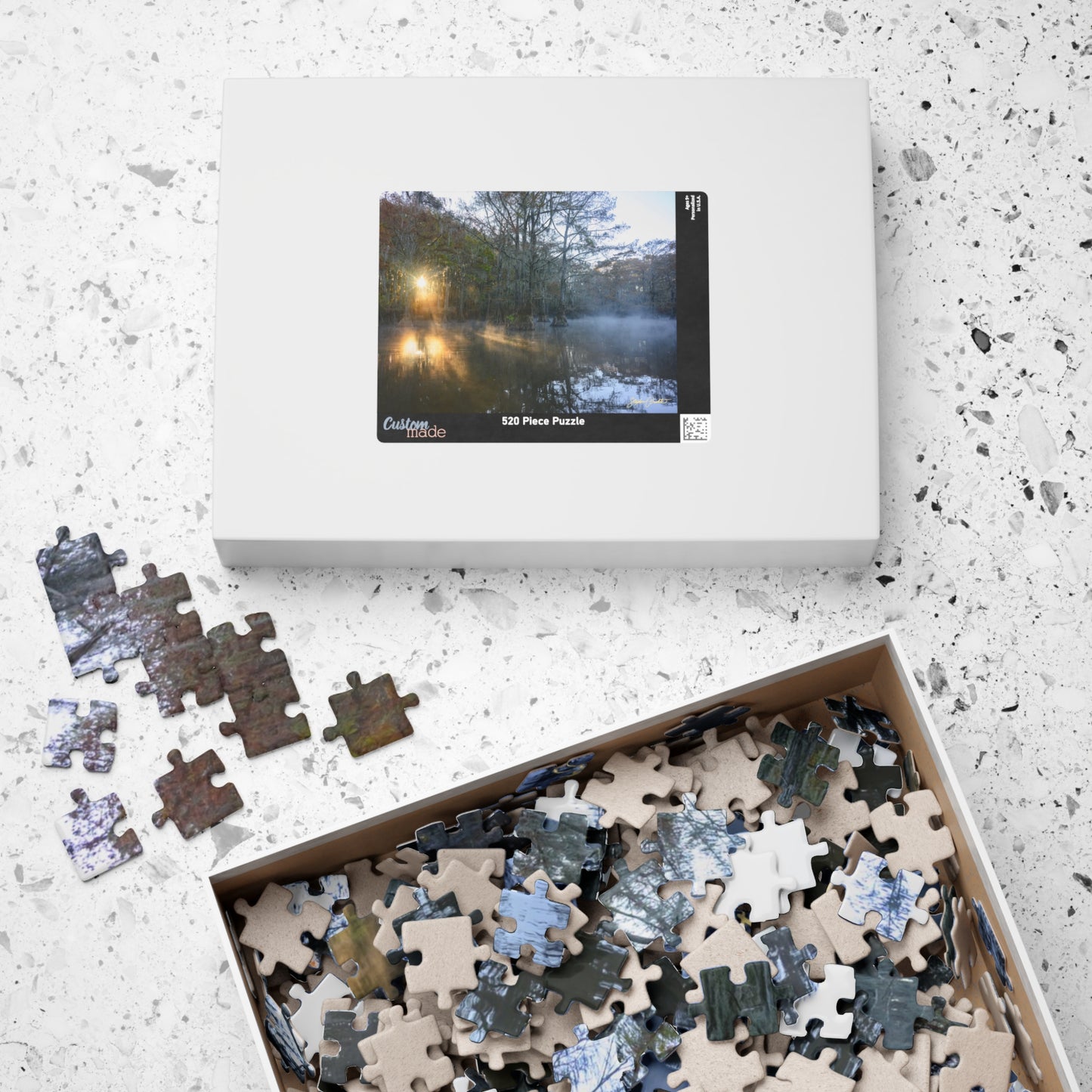 Jigsaw Puzzle -- Caddo Lake Sunrise -- Fire and Mist by Stephen Predtechenskis (110, 252, 520, or 1014-piece)