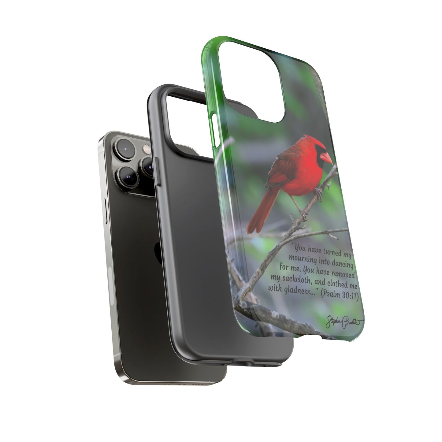 Phone Tough Case - Northern Cardinal 2 with Verse Psalm 30:11