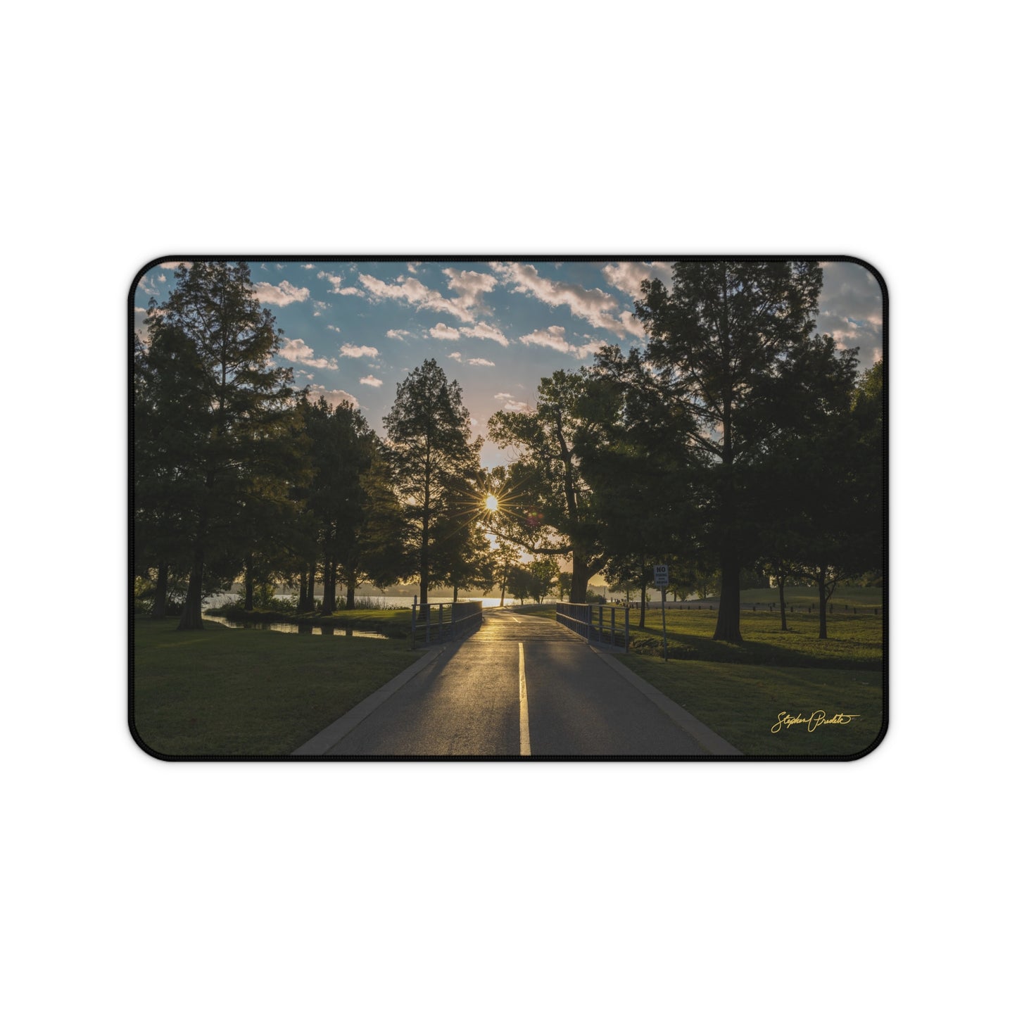 Desk Mat -- Sunrise on White Rock Lake Path